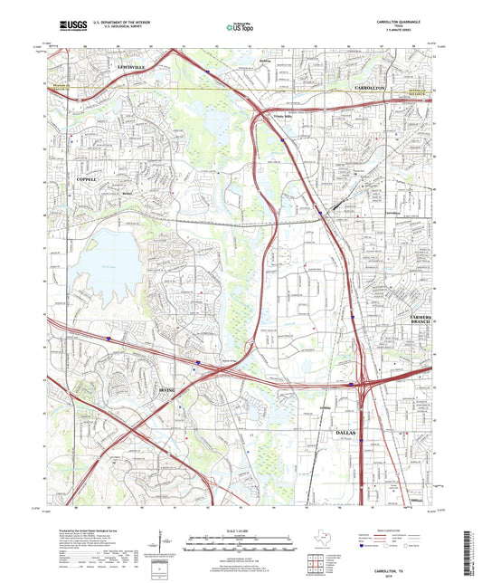 Carrollton Texas US Topo Map Image