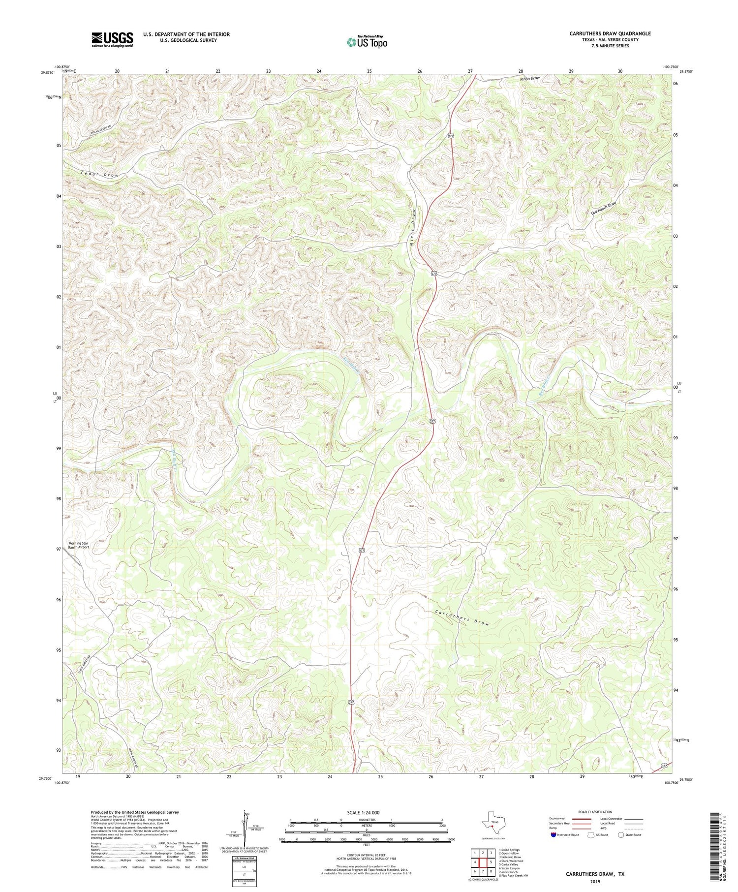 Carruthers Draw Texas US Topo Map Image