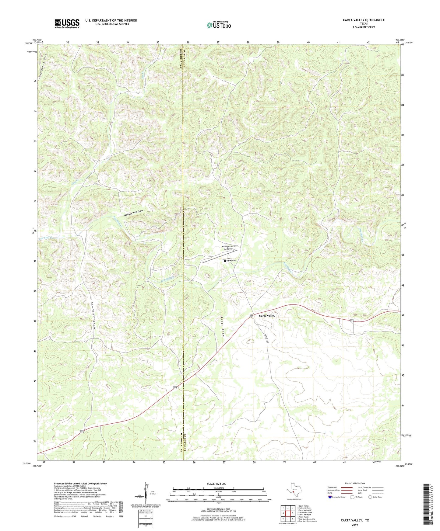 Carta Valley Texas US Topo Map Image