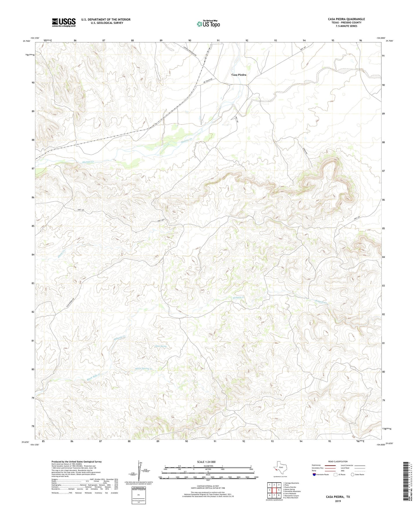 Casa Piedra Texas US Topo Map Image