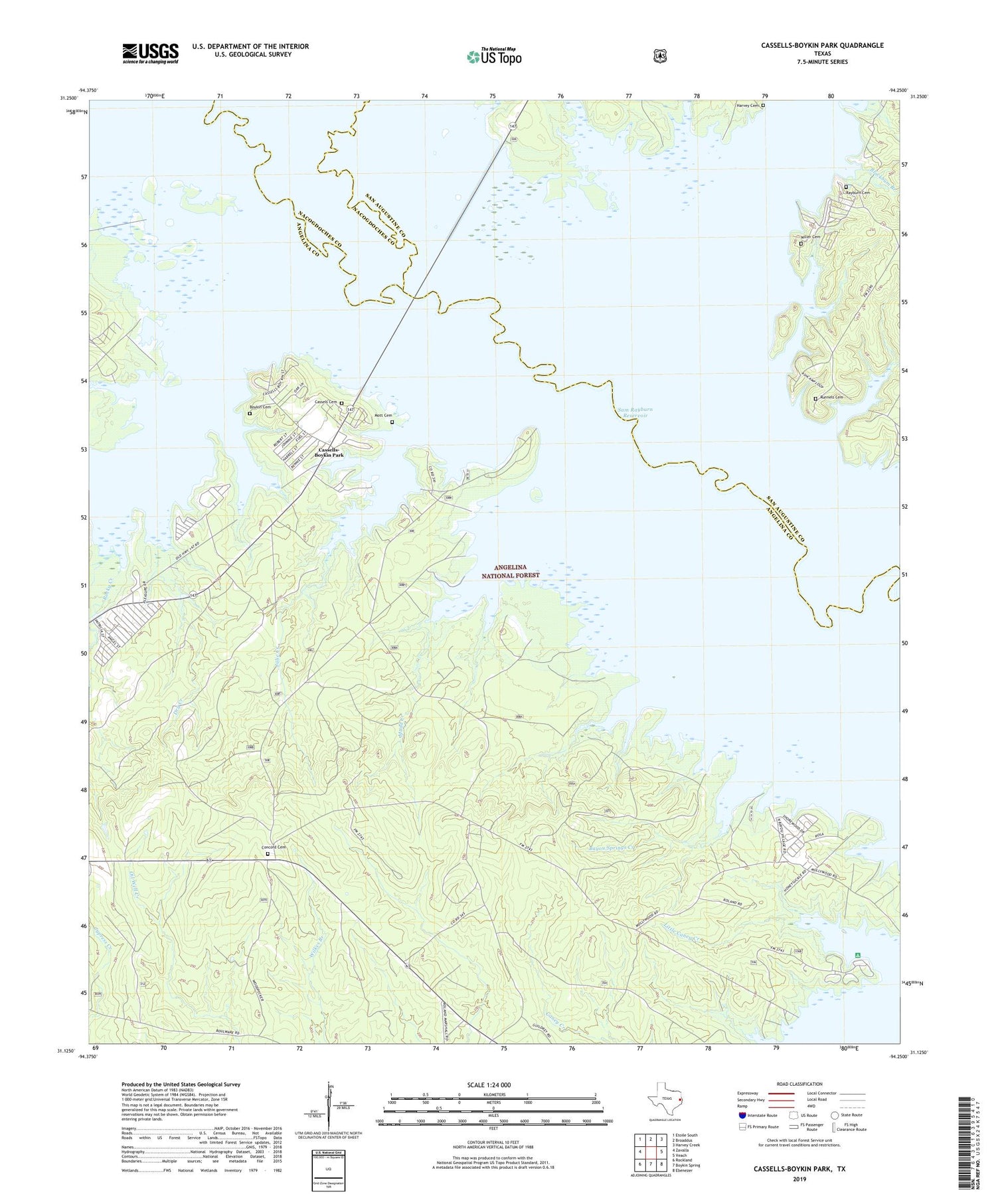 Cassells-Boykin Park Texas US Topo Map Image
