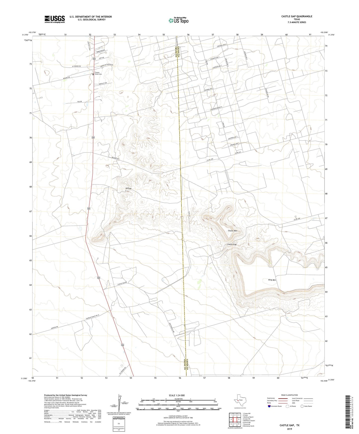 Castle Gap Texas US Topo Map Image
