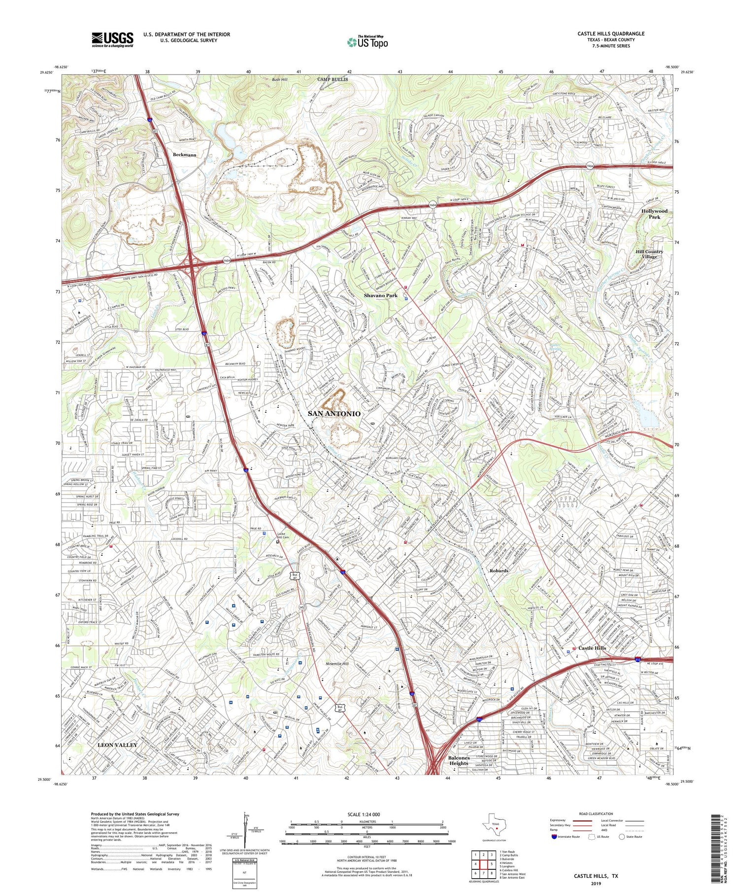 Castle Hills Texas US Topo Map Image