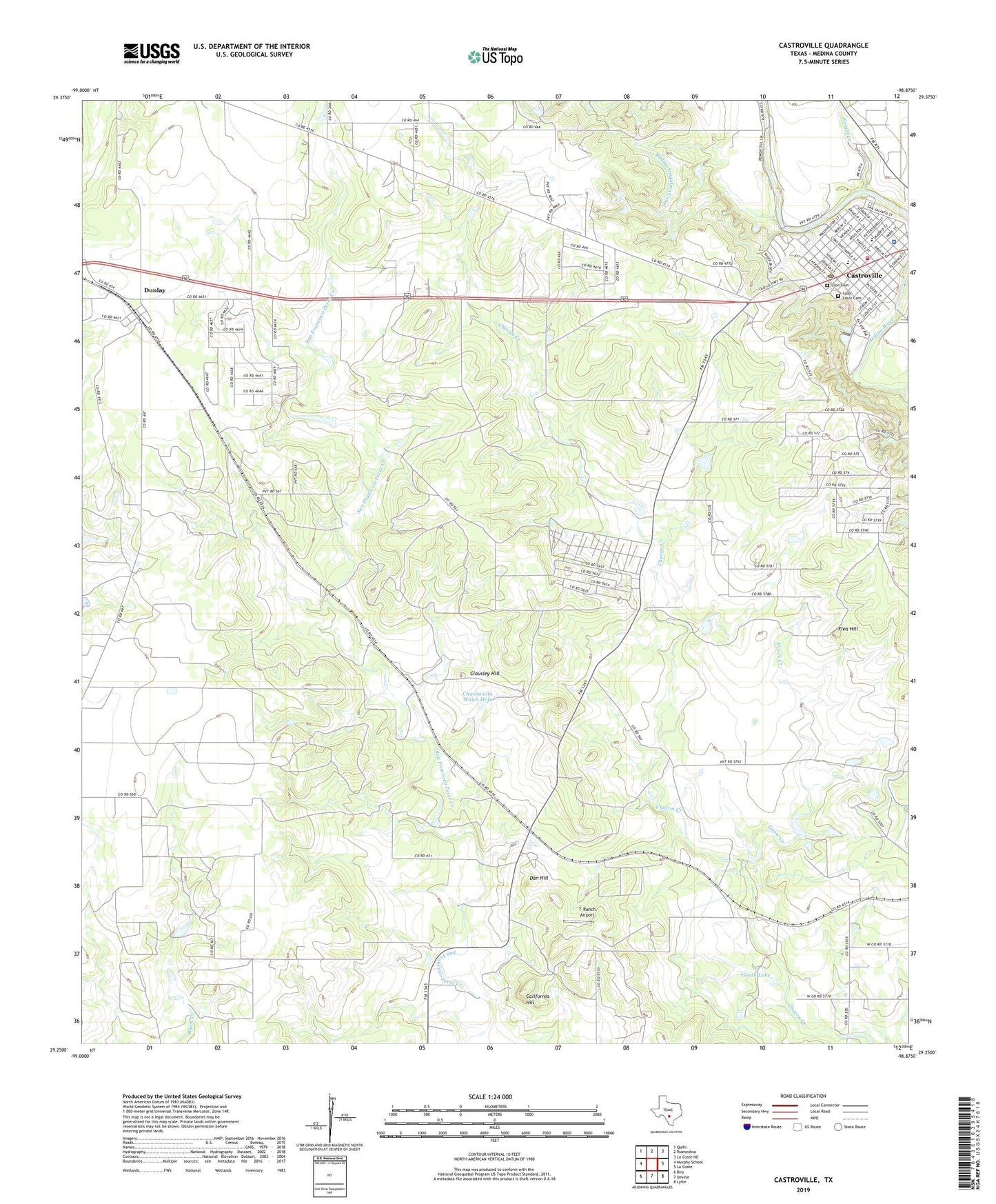 Castroville Texas US Topo Map Image