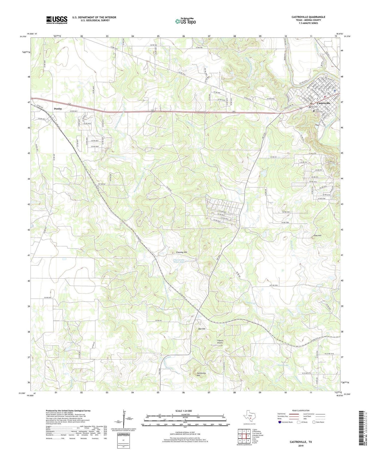 Castroville Texas US Topo Map Image