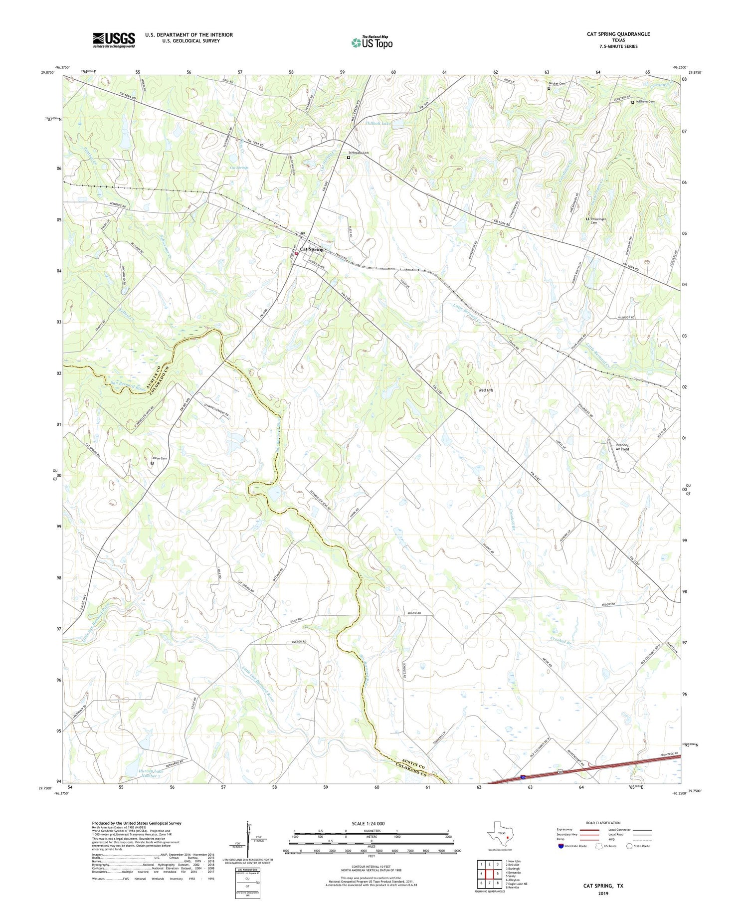 Cat Spring Texas US Topo Map Image