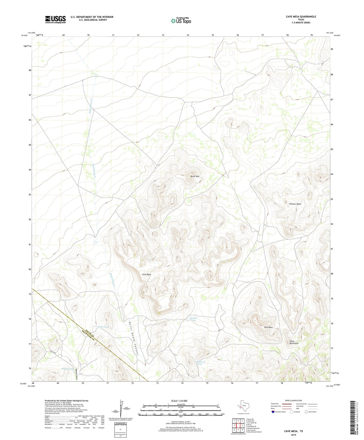 Cave Mesa Texas US Topo Map Image