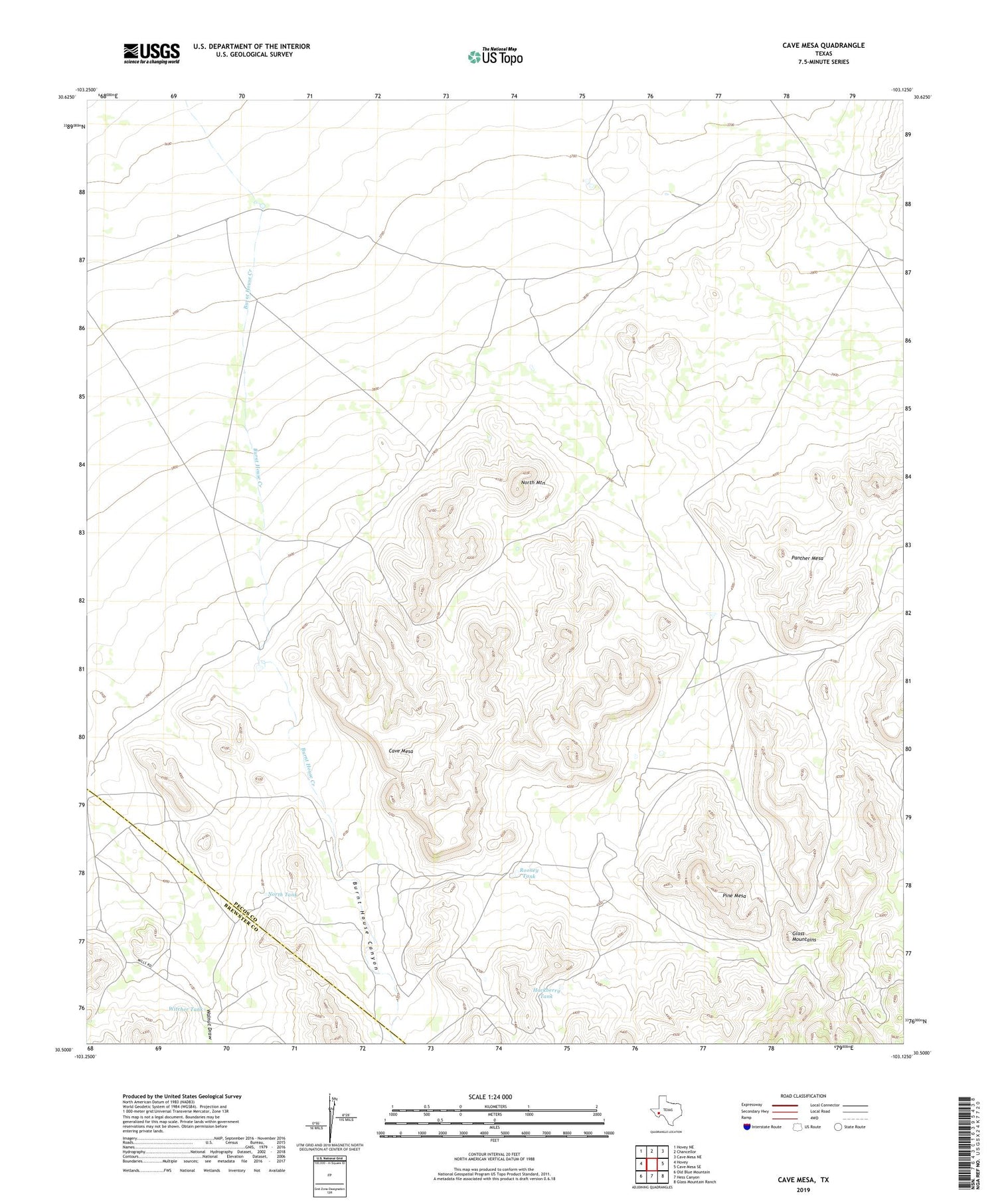 Cave Mesa Texas US Topo Map Image