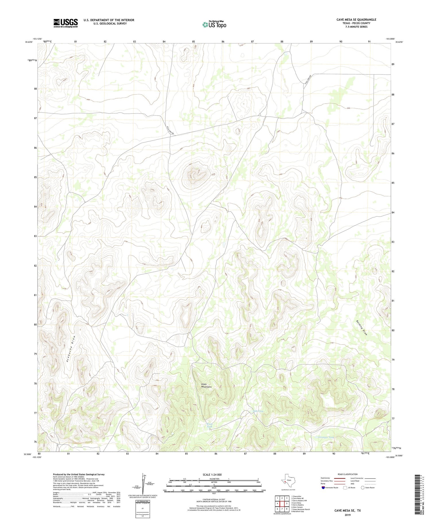 Cave Mesa SE Texas US Topo Map Image