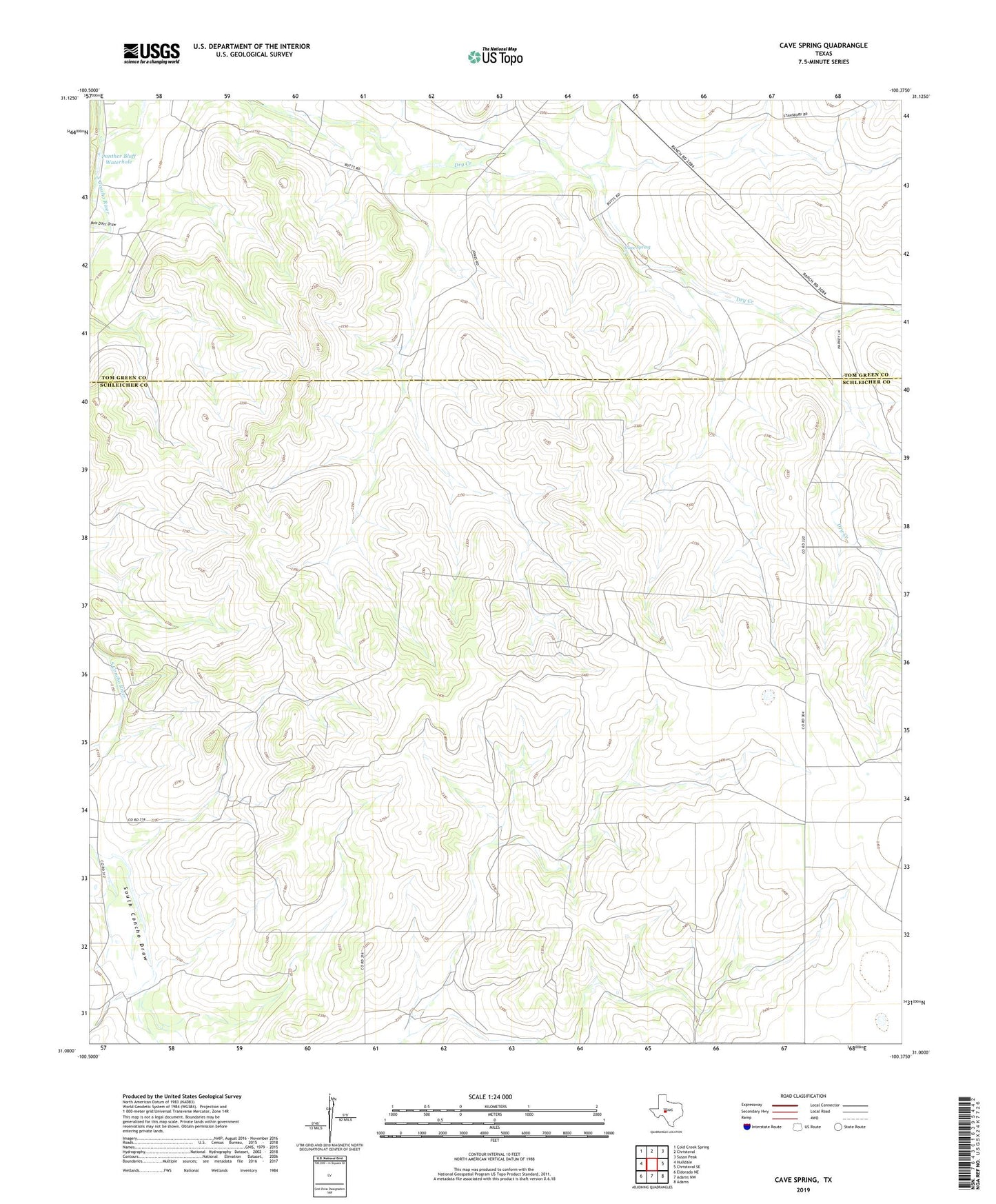 Cave Spring Texas US Topo Map Image