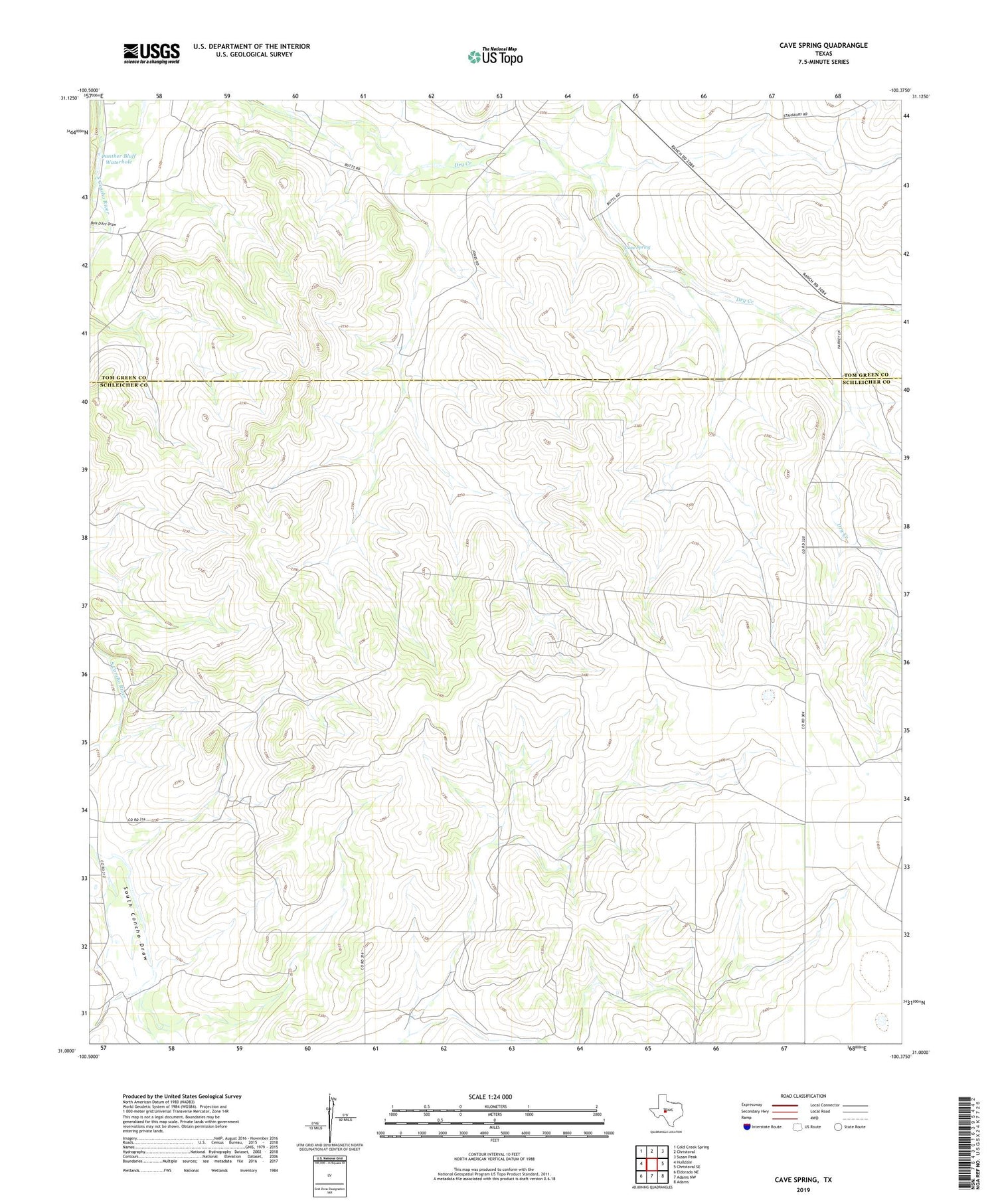Cave Spring Texas US Topo Map Image