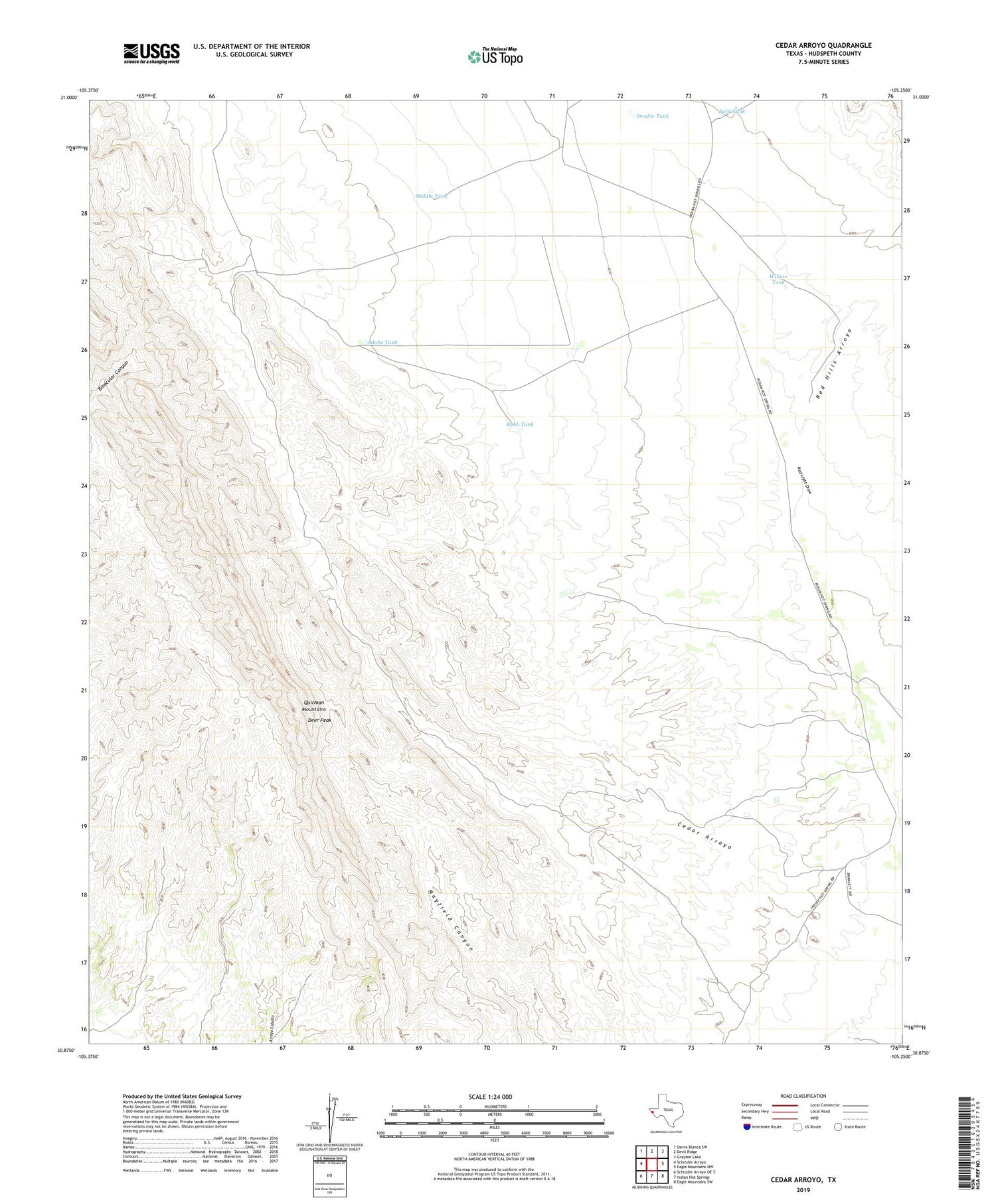 Cedar Arroyo Texas US Topo Map Image