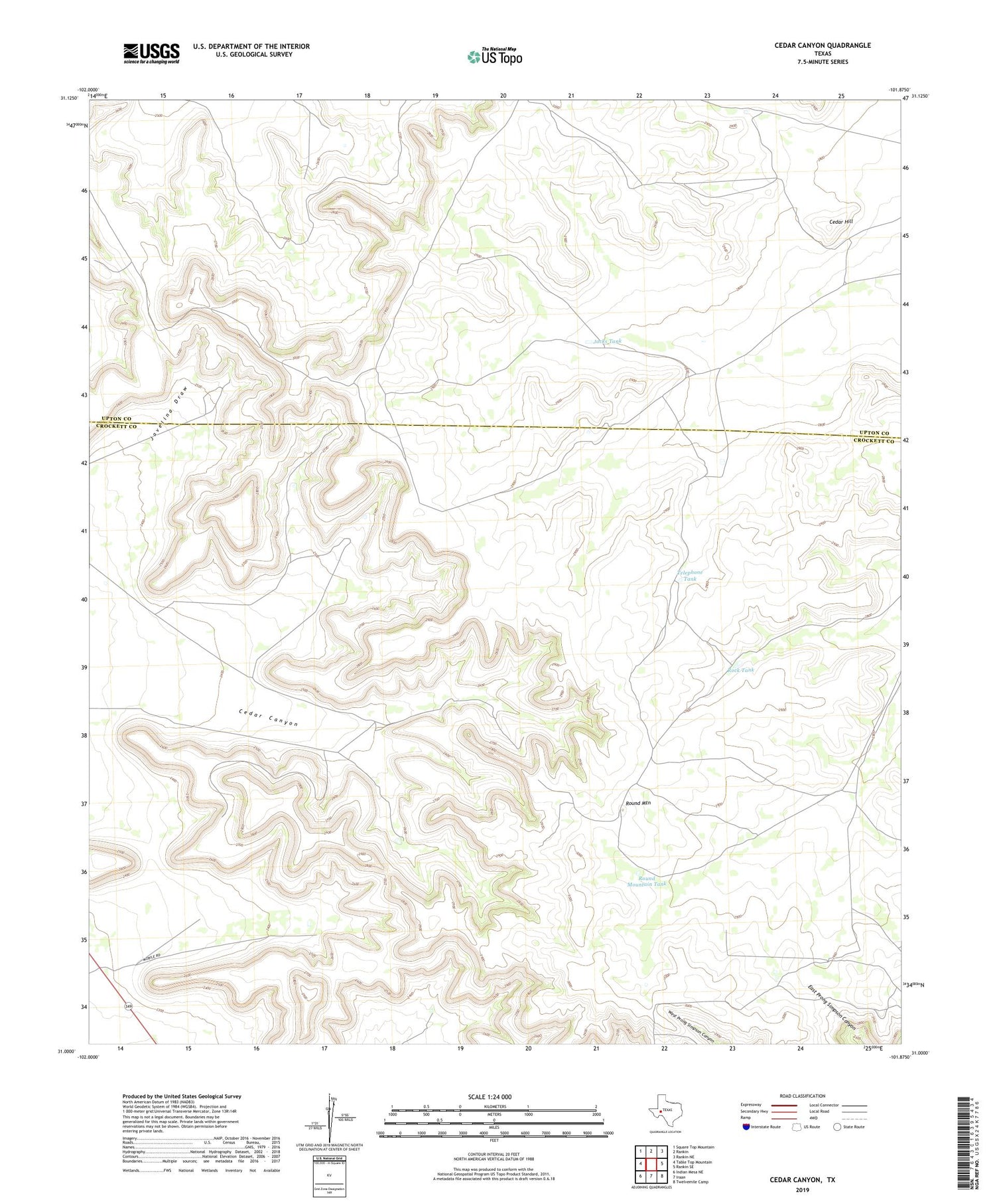 Cedar Canyon Texas US Topo Map Image