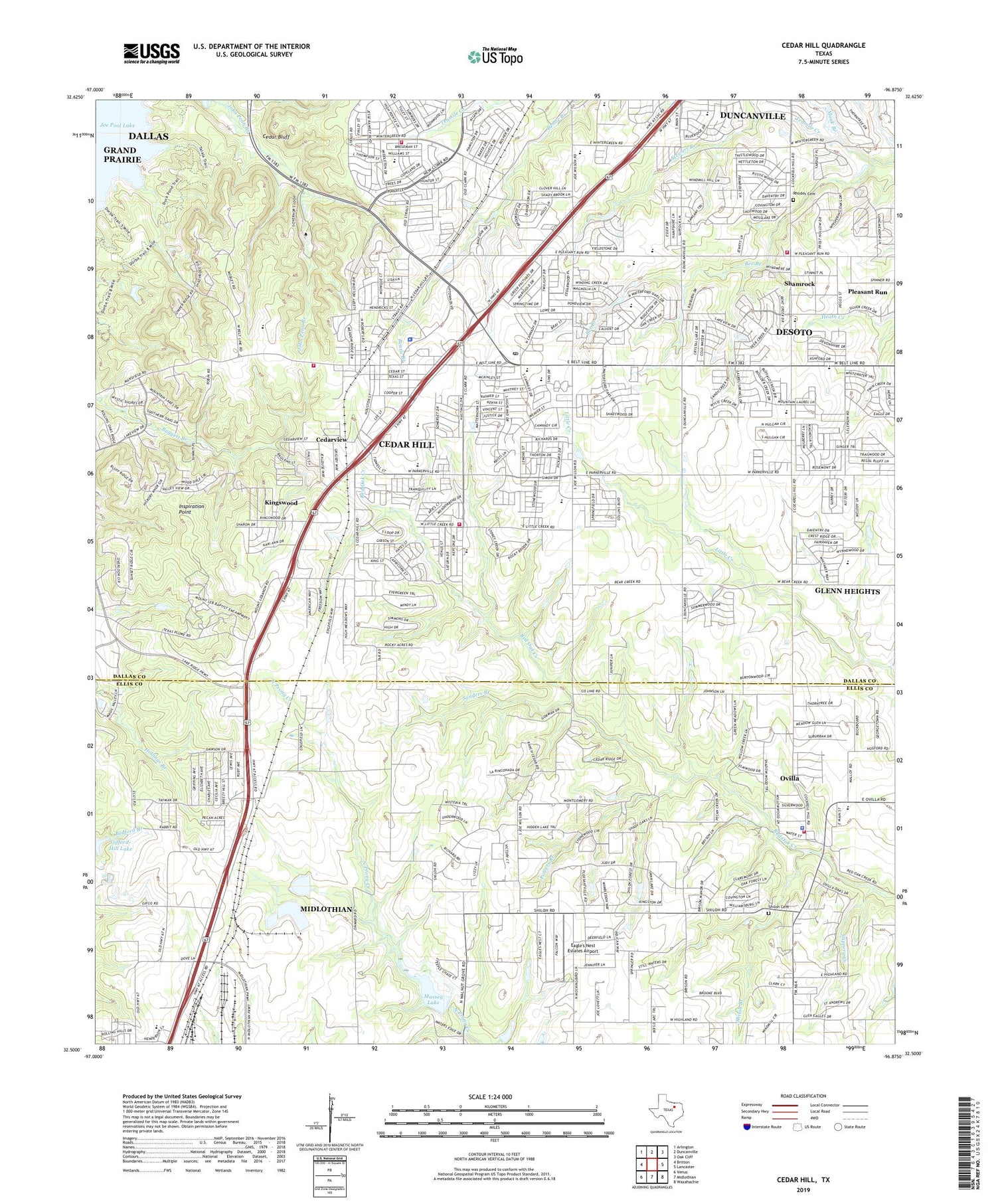 Cedar Hill Texas US Topo Map Image