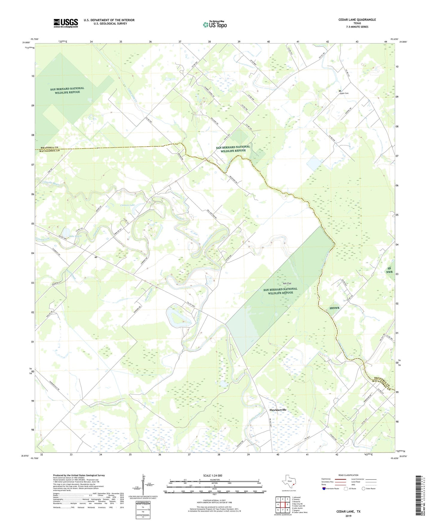Cedar Lane Texas US Topo Map Image