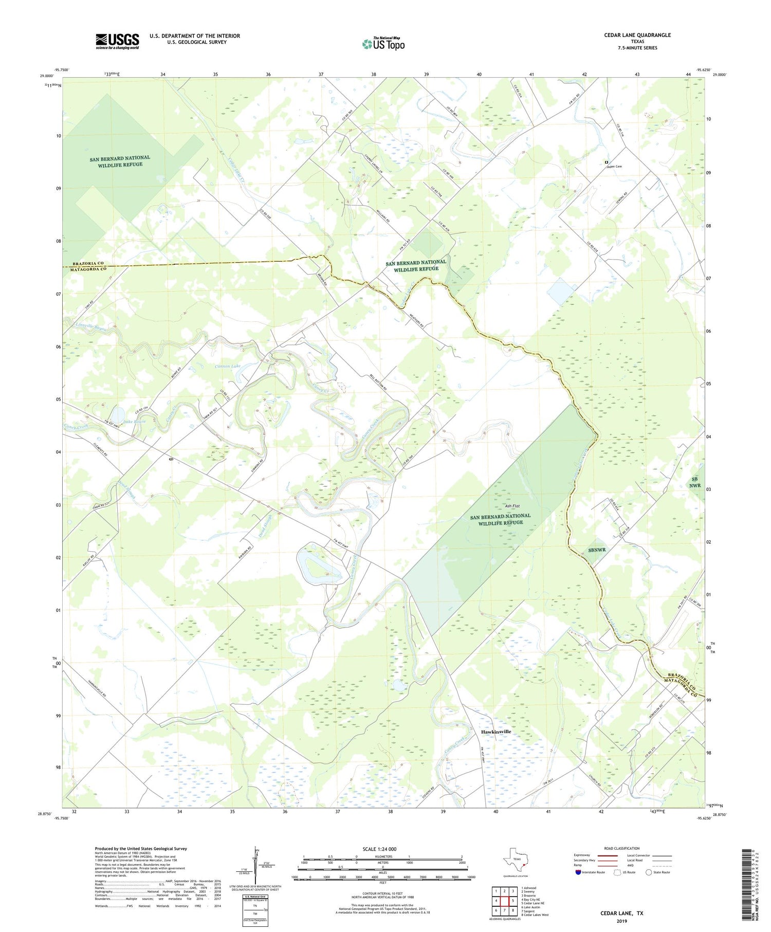 Cedar Lane Texas US Topo Map Image