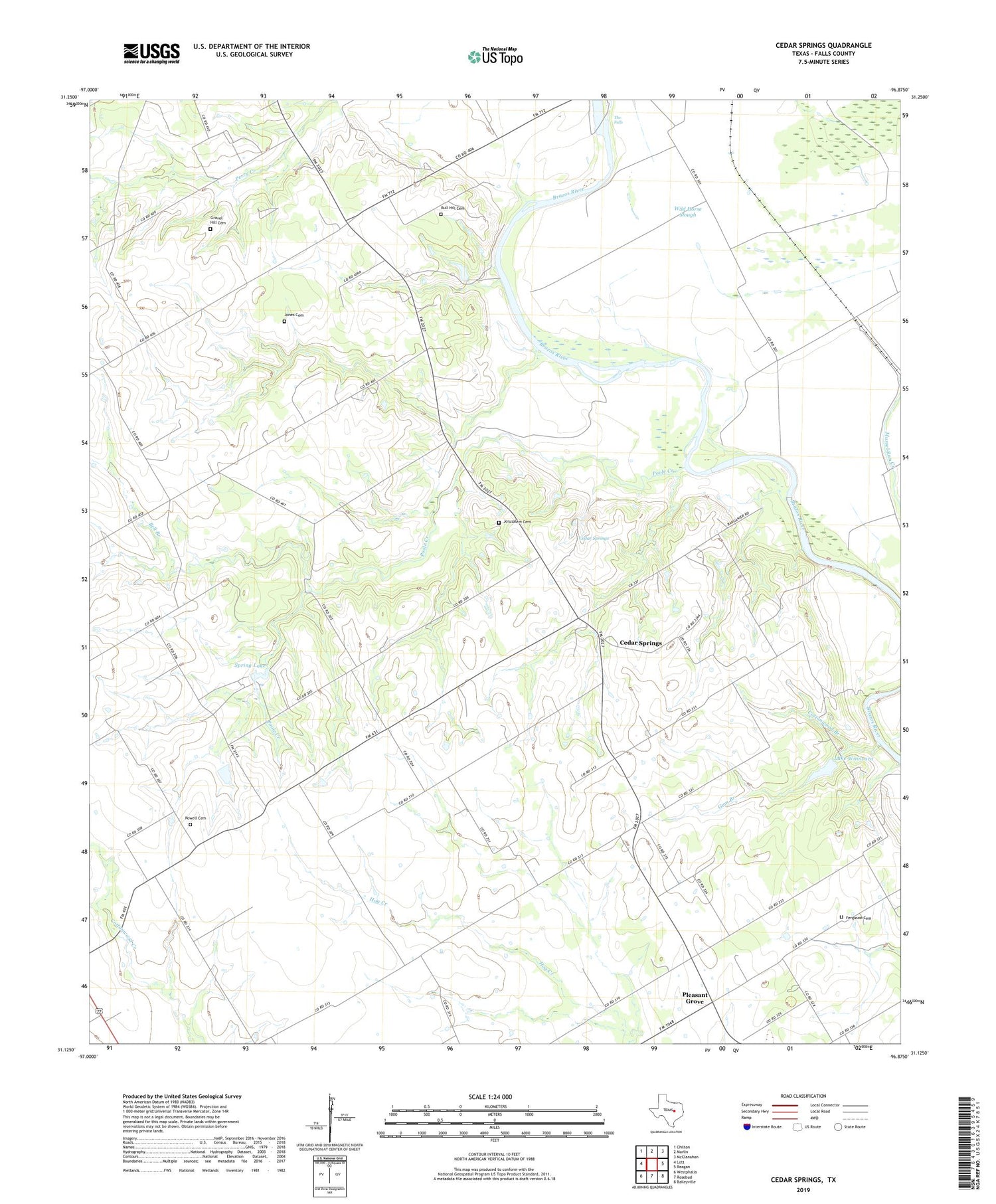 Cedar Springs Texas US Topo Map Image
