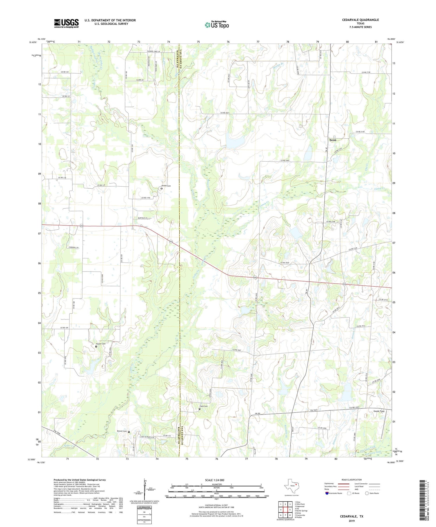 Cedarvale Texas US Topo Map Image