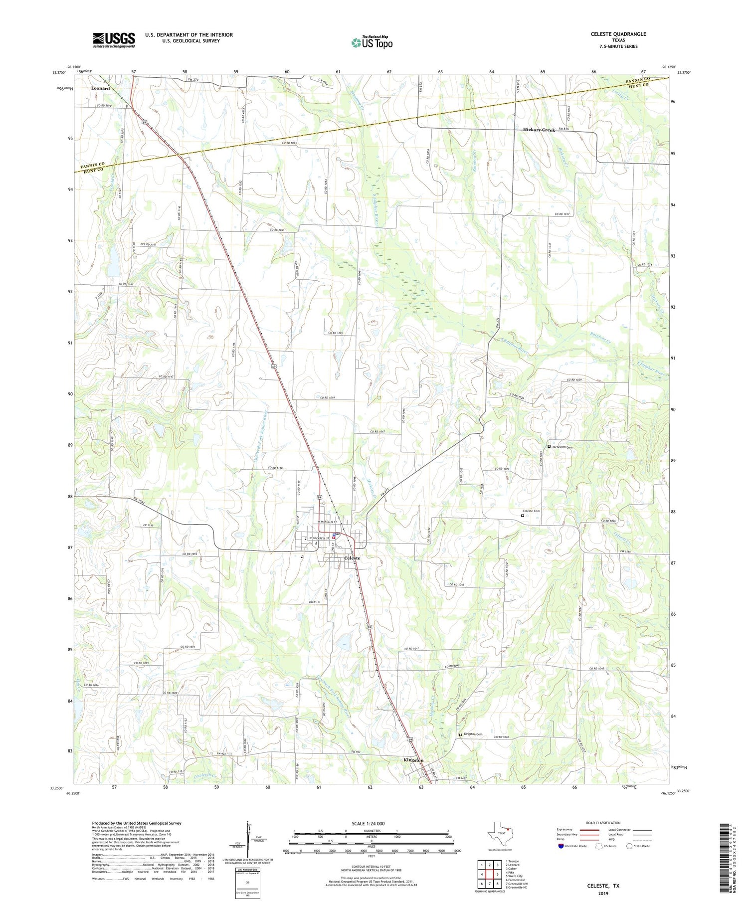 Celeste Texas US Topo Map Image