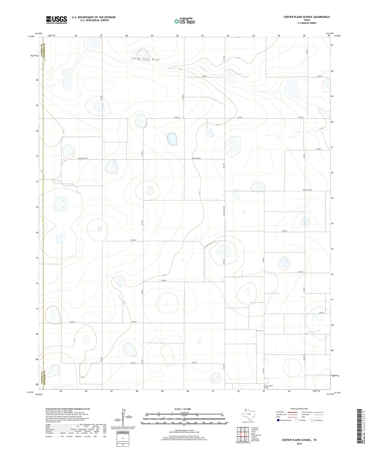 Center Plains School Texas US Topo Map Image