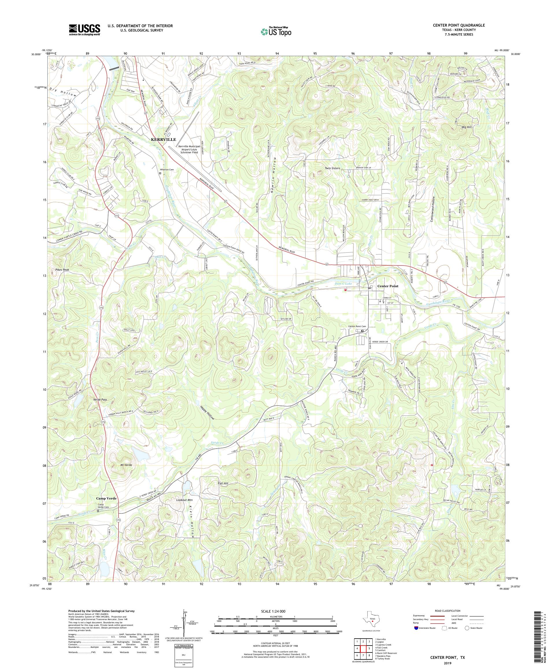 Center Point Texas US Topo Map – MyTopo Map Store