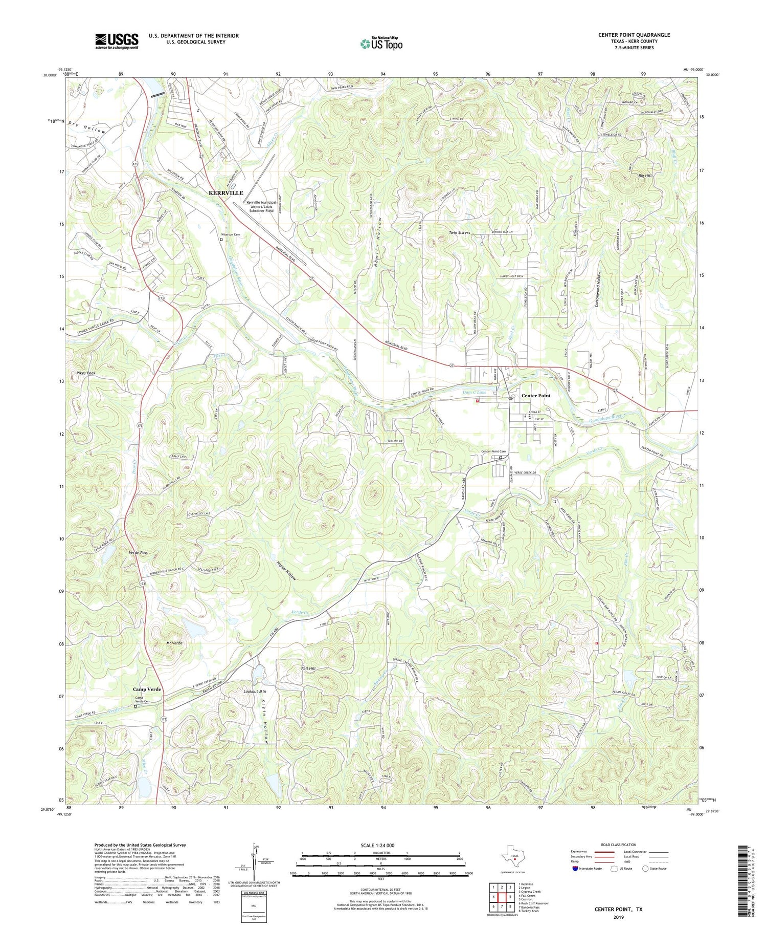 Center Point Texas US Topo Map Image
