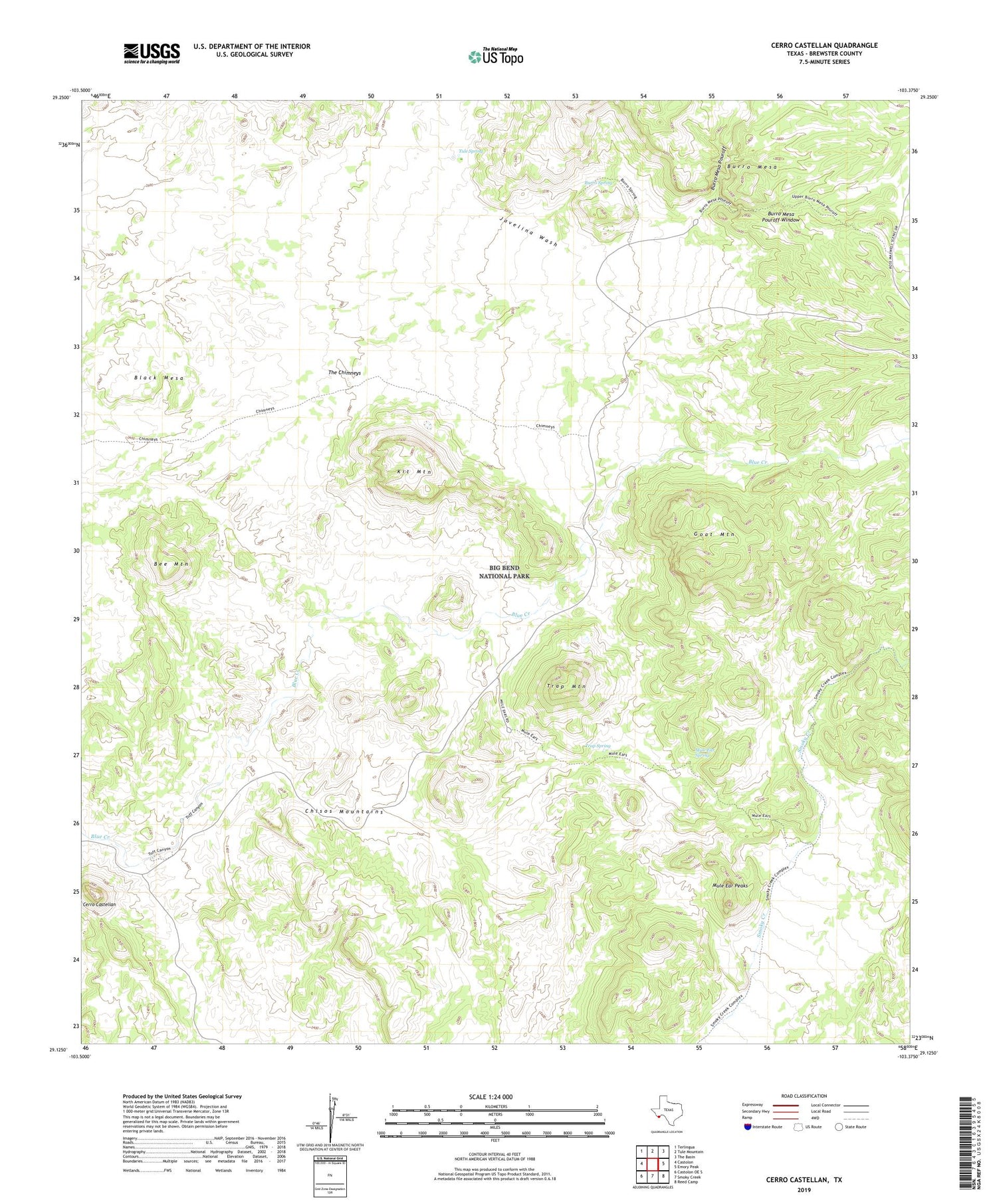 Cerro Castellan Texas US Topo Map Image