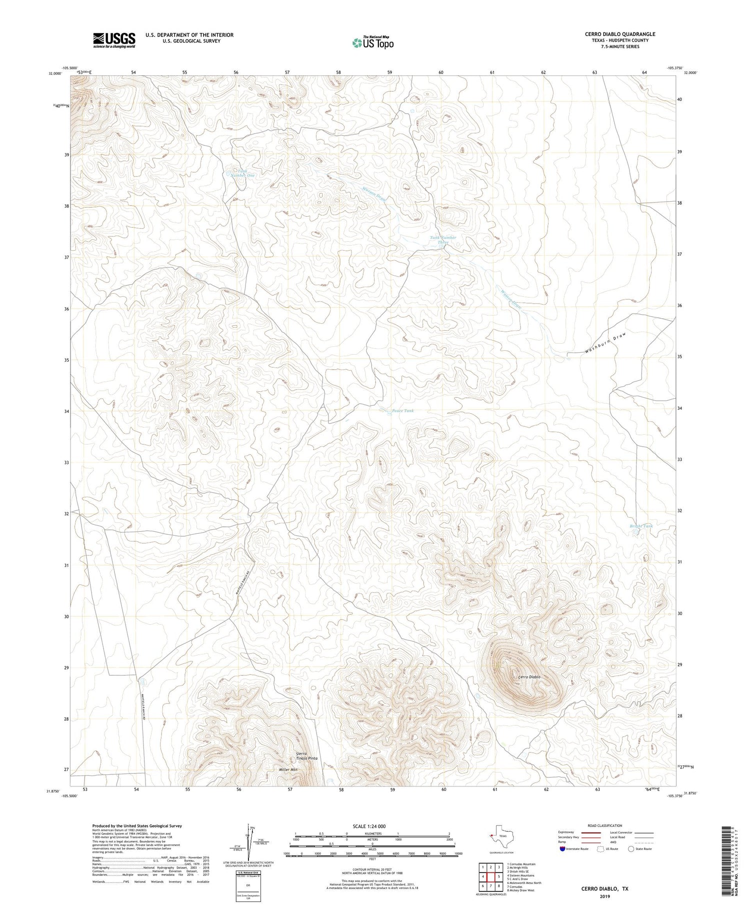Cerro Diablo Texas US Topo Map Image
