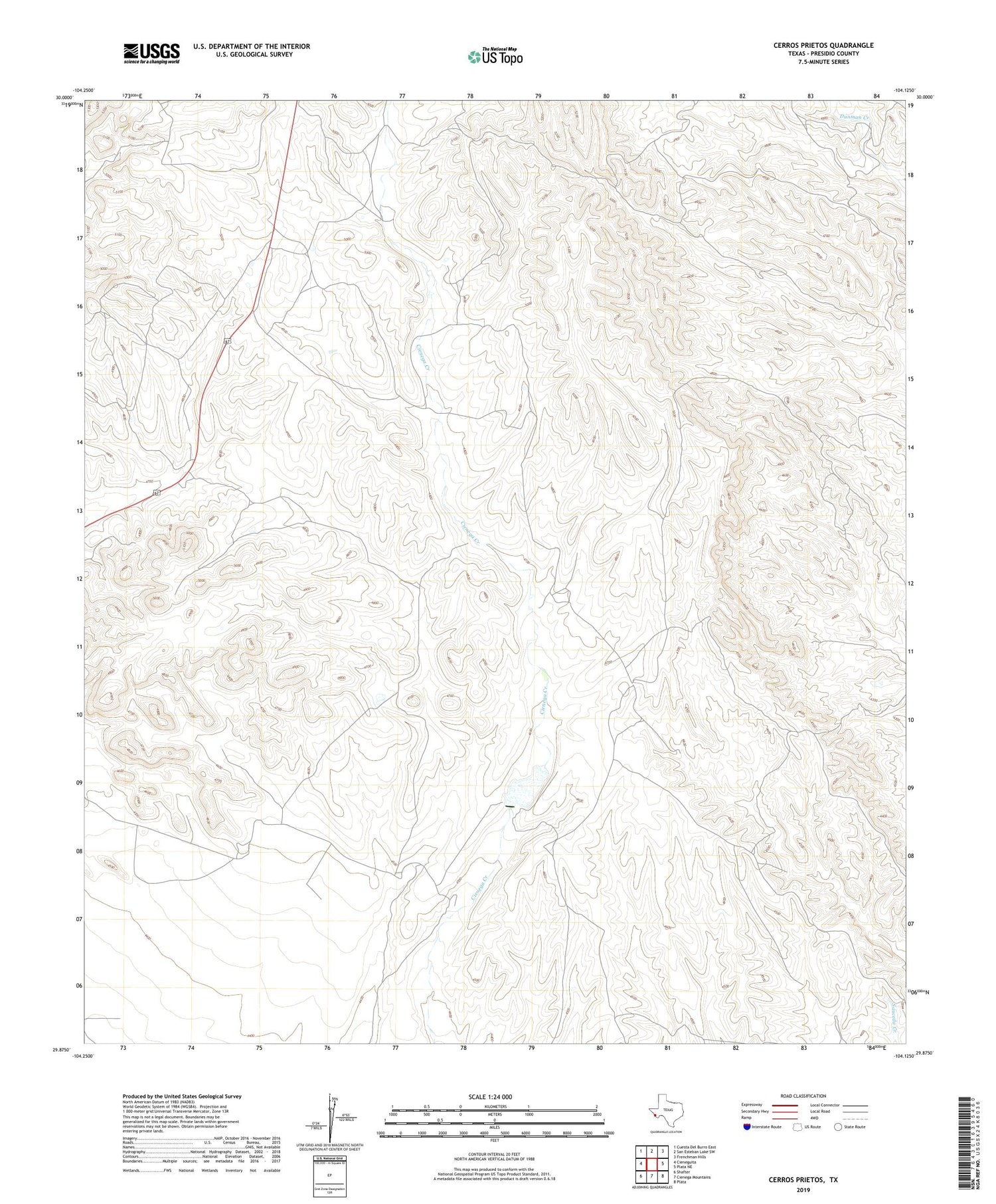 Cerros Prietos Texas US Topo Map Image