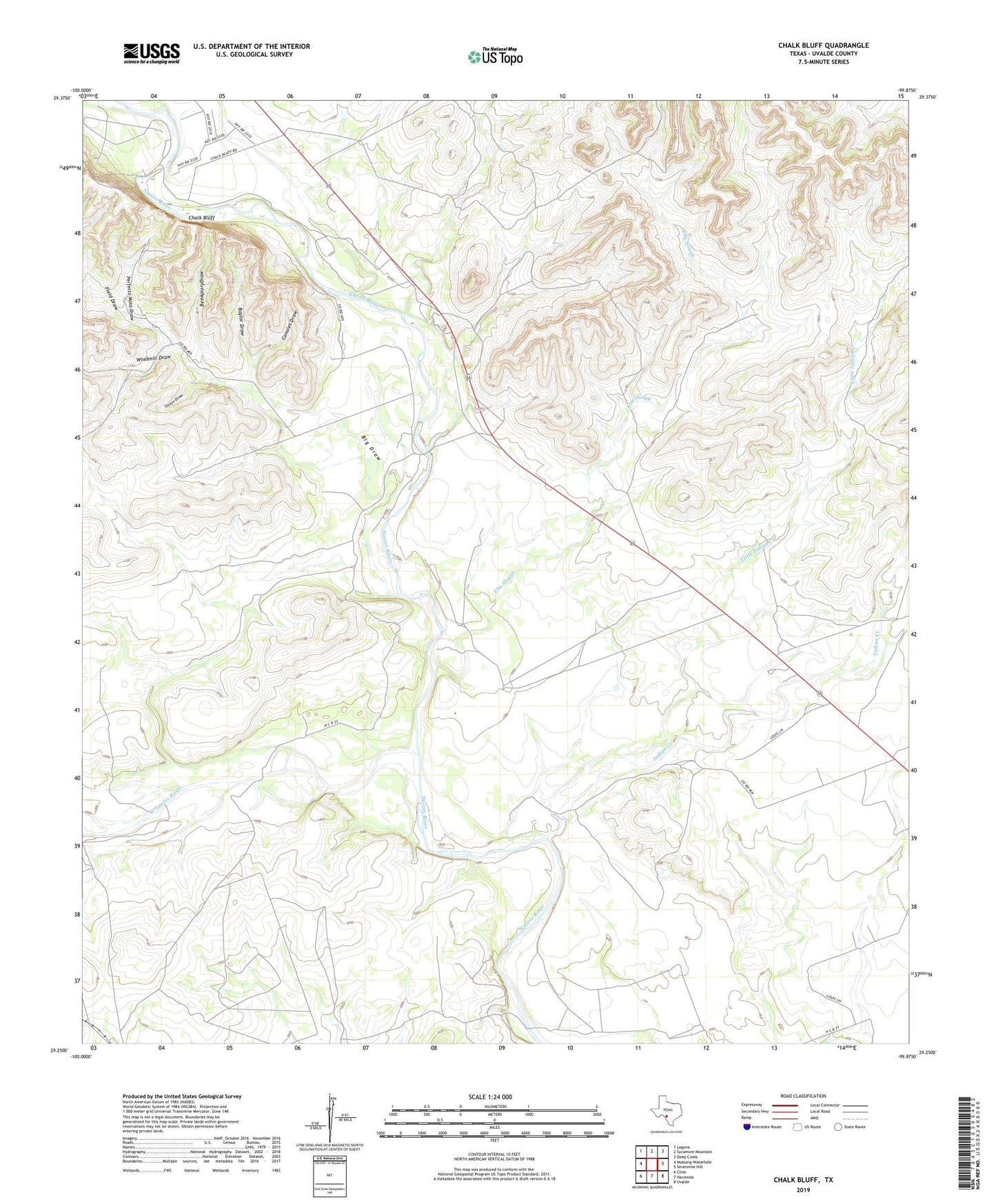 Chalk Bluff Texas US Topo Map Image