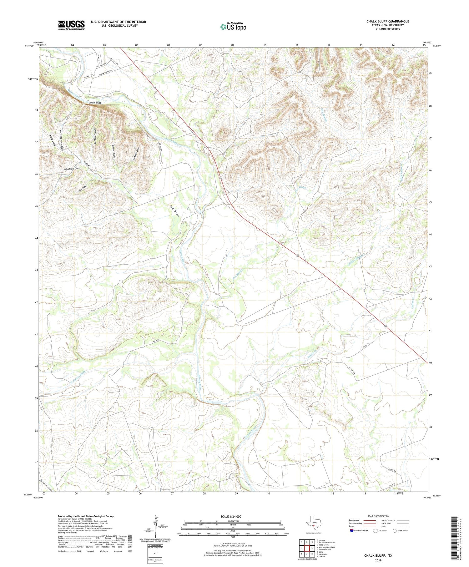 Chalk Bluff Texas US Topo Map Image