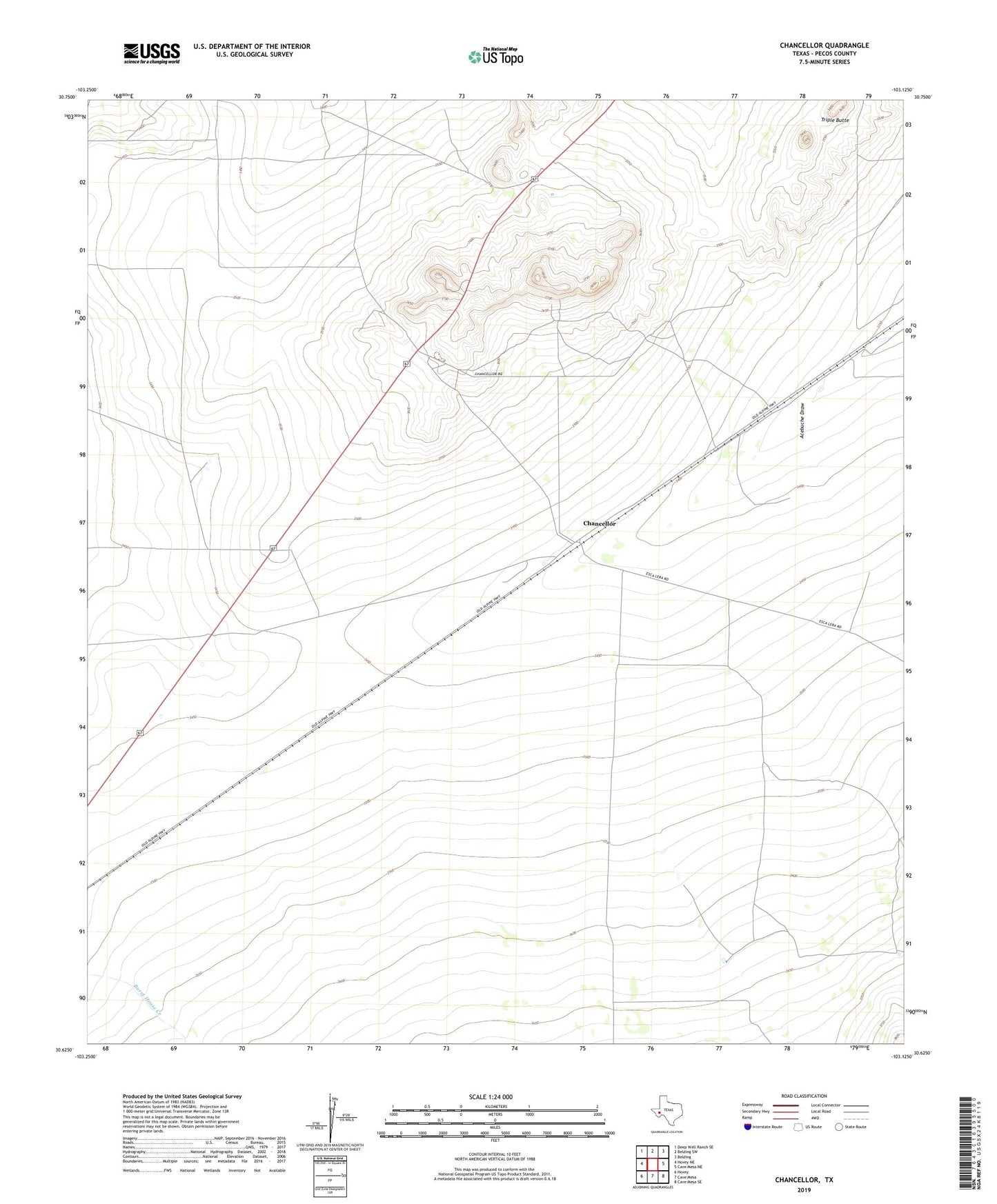 Chancellor Texas US Topo Map Image