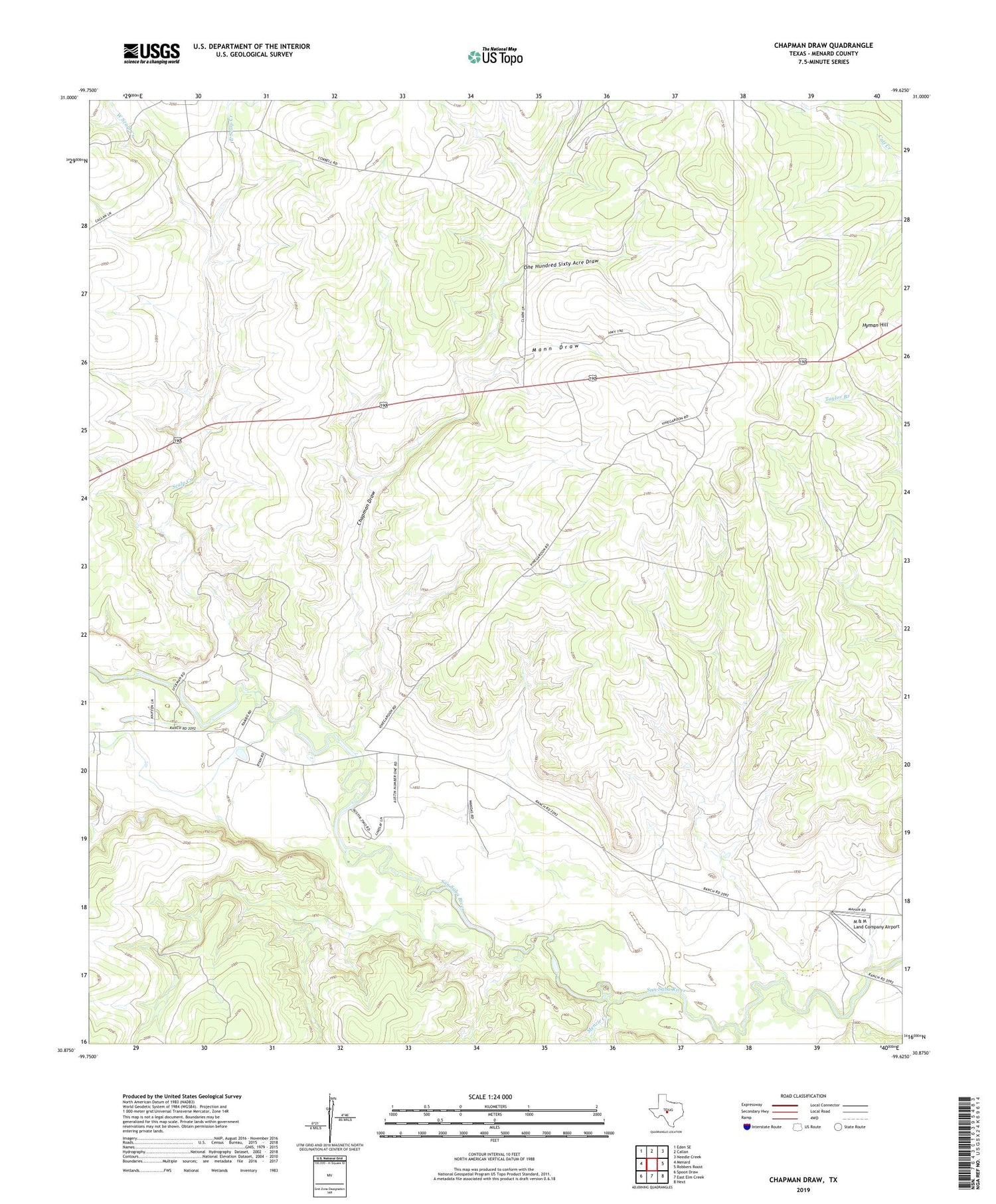 Chapman Draw Texas US Topo Map Image