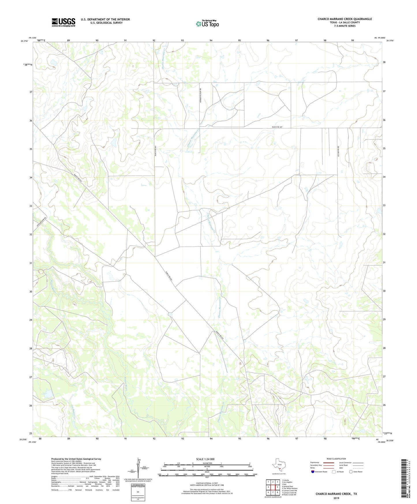 Charco Marrano Creek Texas US Topo Map Image
