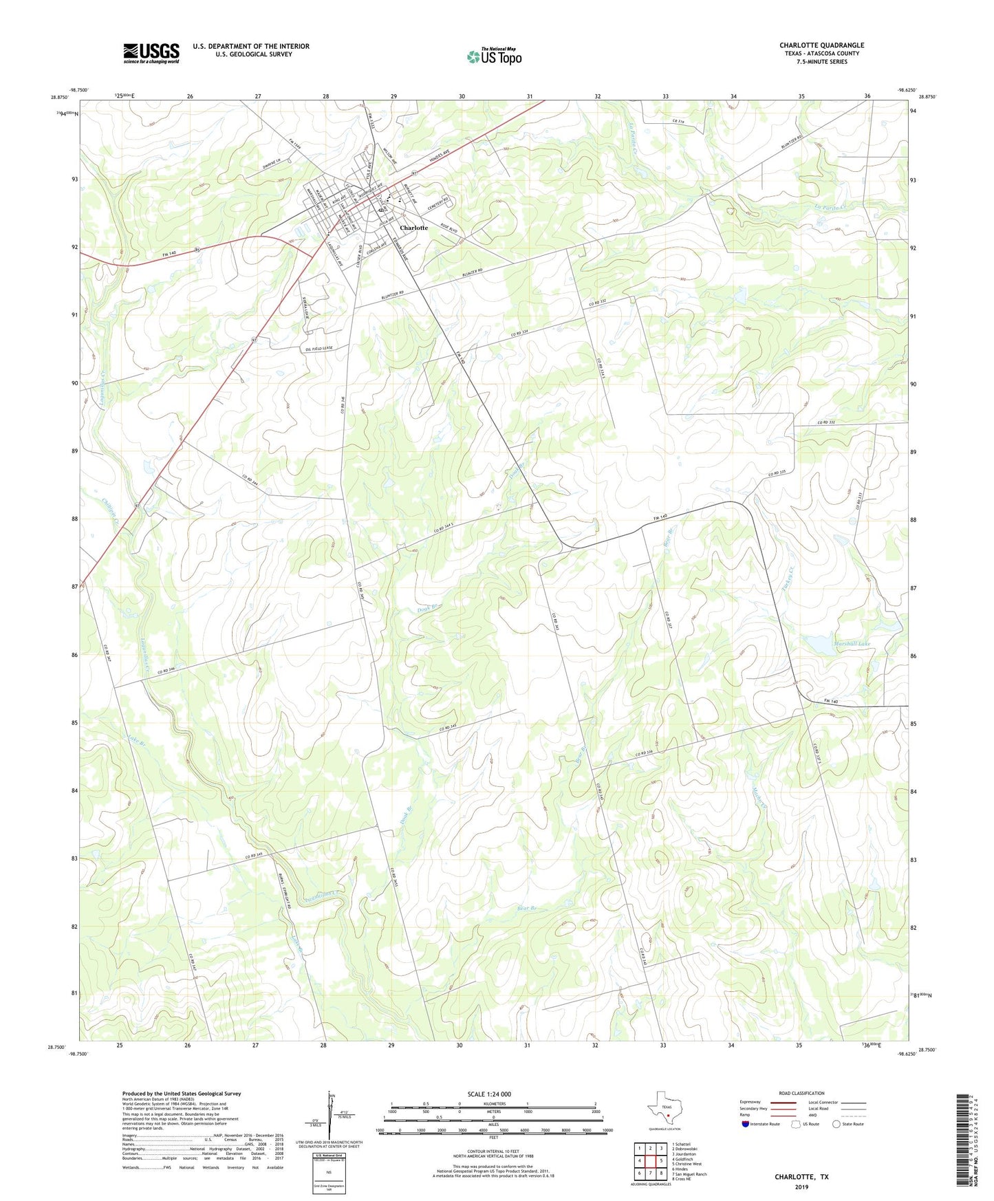 Charlotte Texas US Topo Map Image