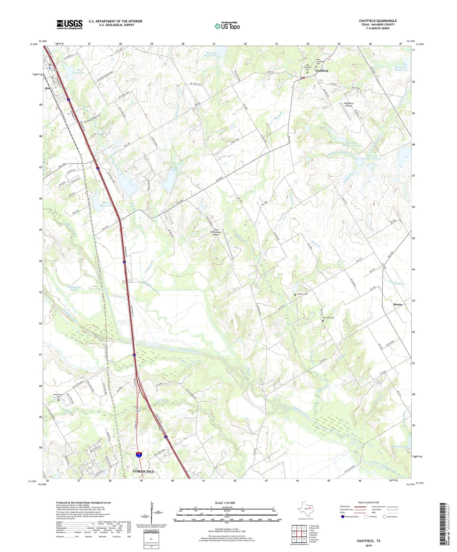 Chatfield Texas US Topo Map Image
