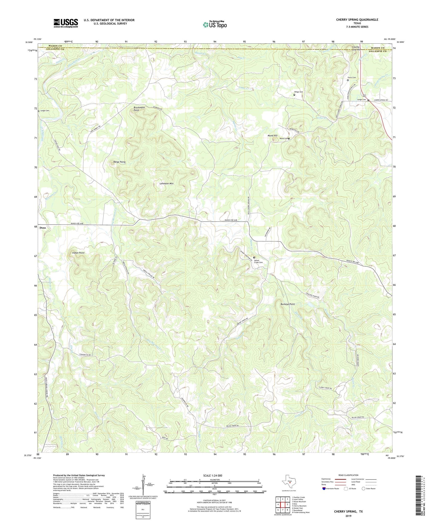 Cherry Spring Texas US Topo Map Image