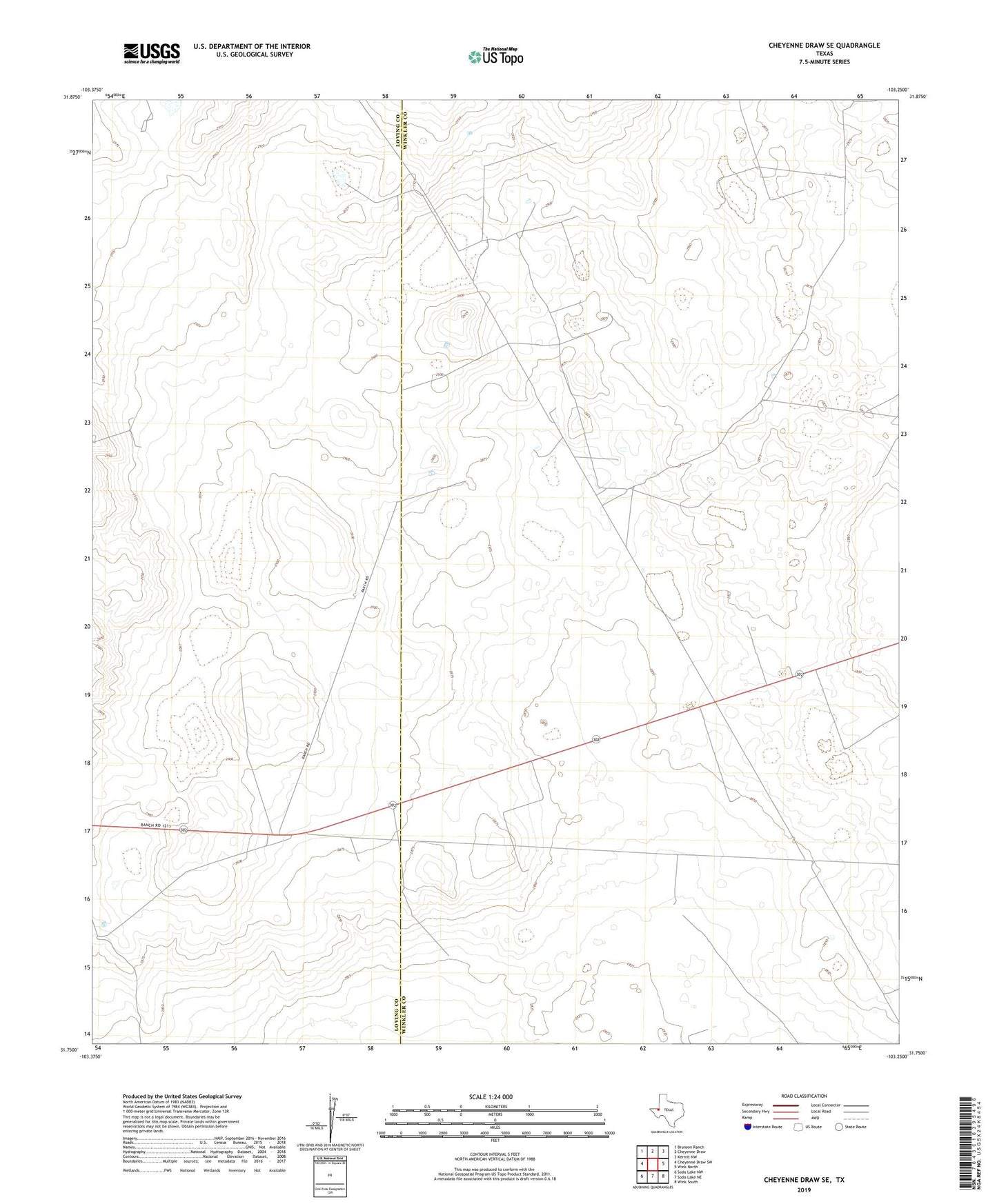 Cheyenne Draw SE Texas US Topo Map Image
