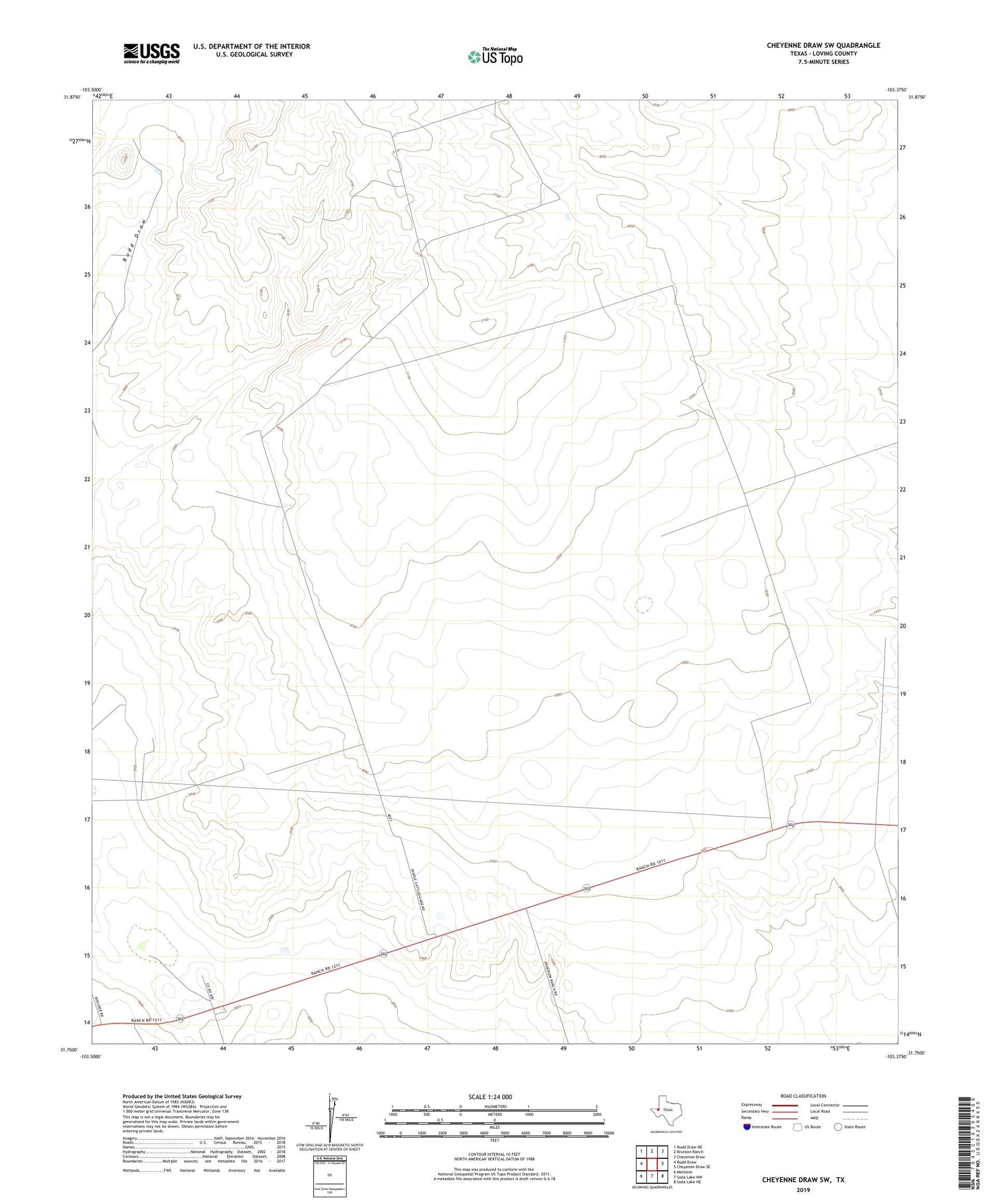 Cheyenne Draw SW Texas US Topo Map Image