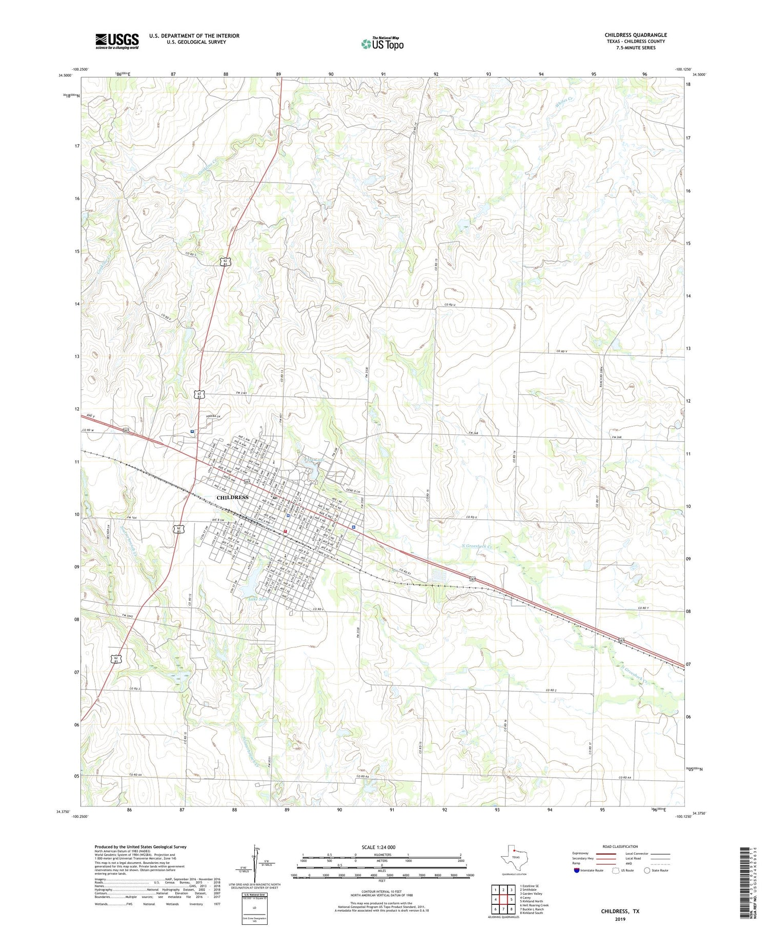 Childress Texas US Topo Map Image