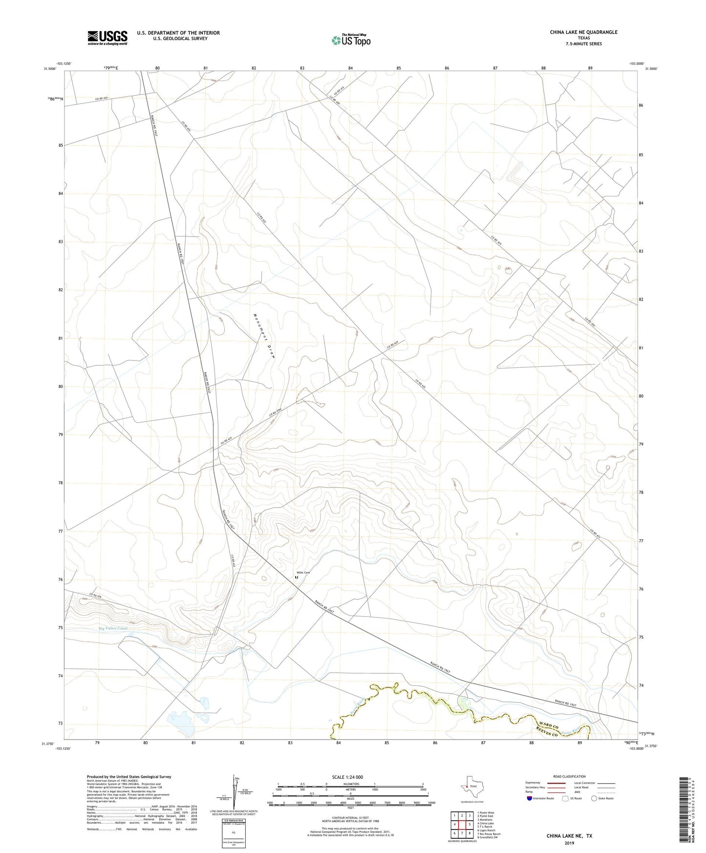 China Lake NE Texas US Topo Map Image