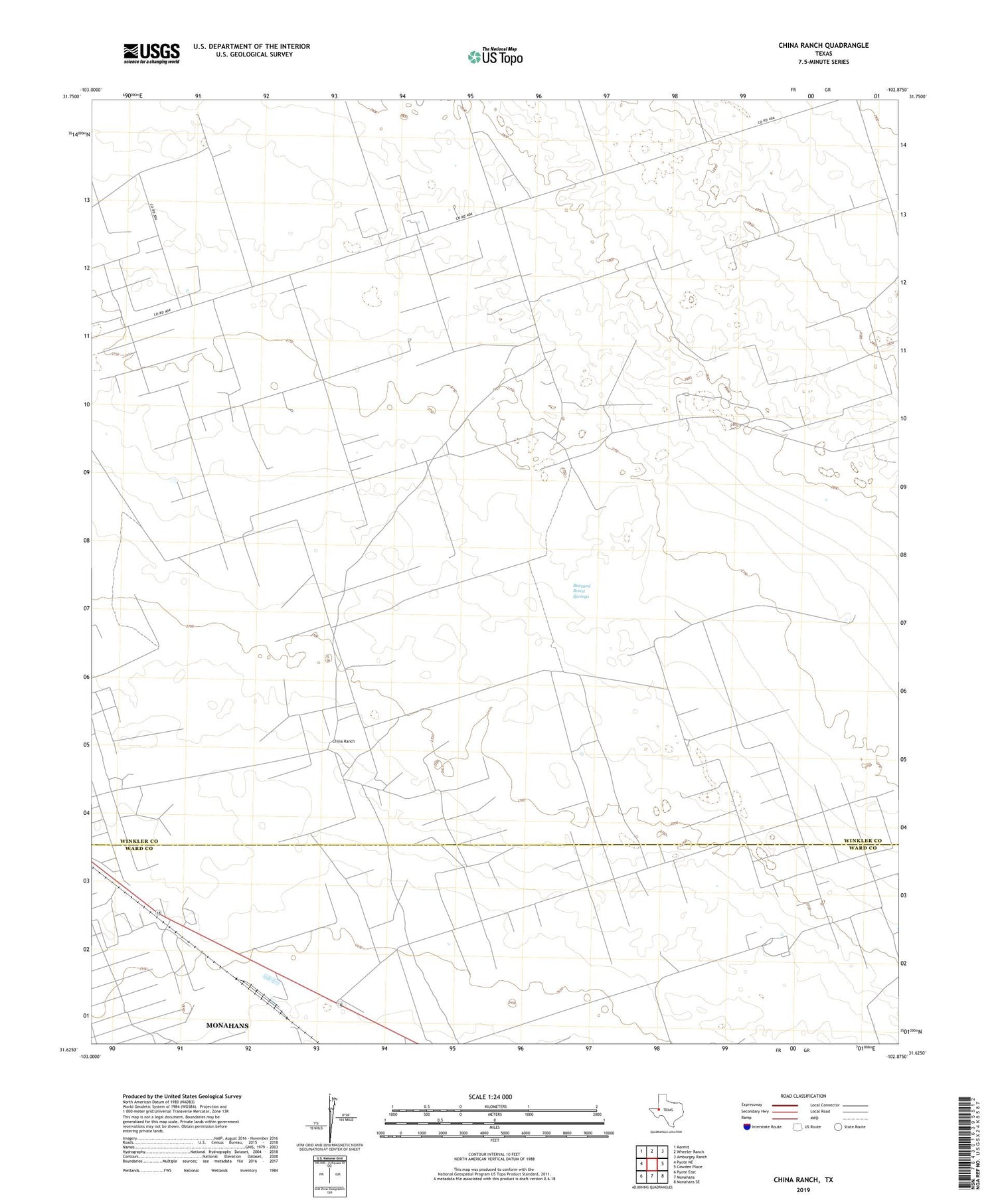 China Ranch Texas US Topo Map Image