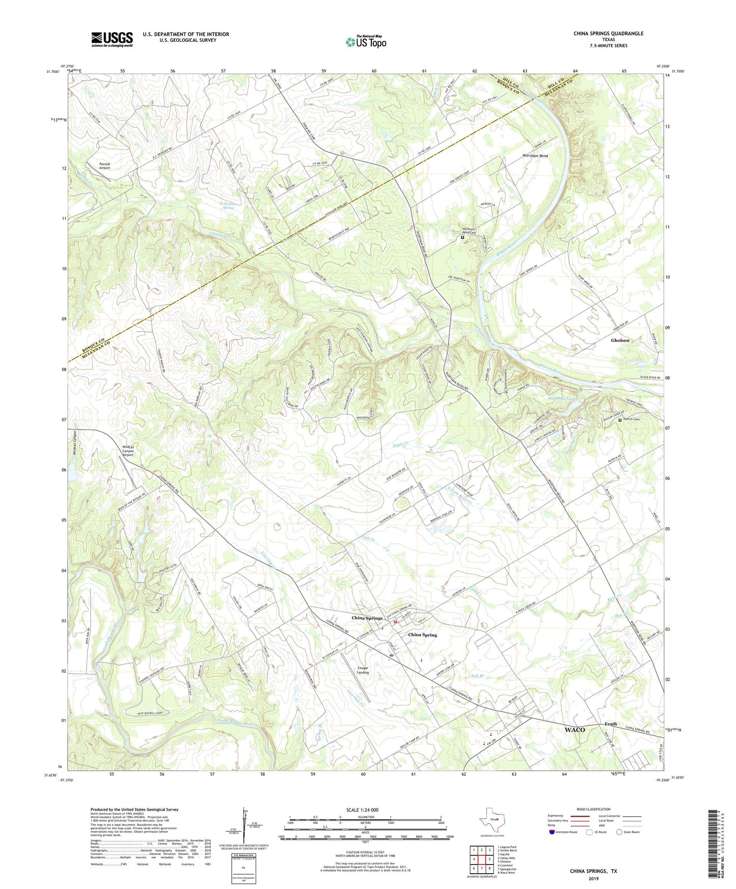 China Springs Texas US Topo Map Image