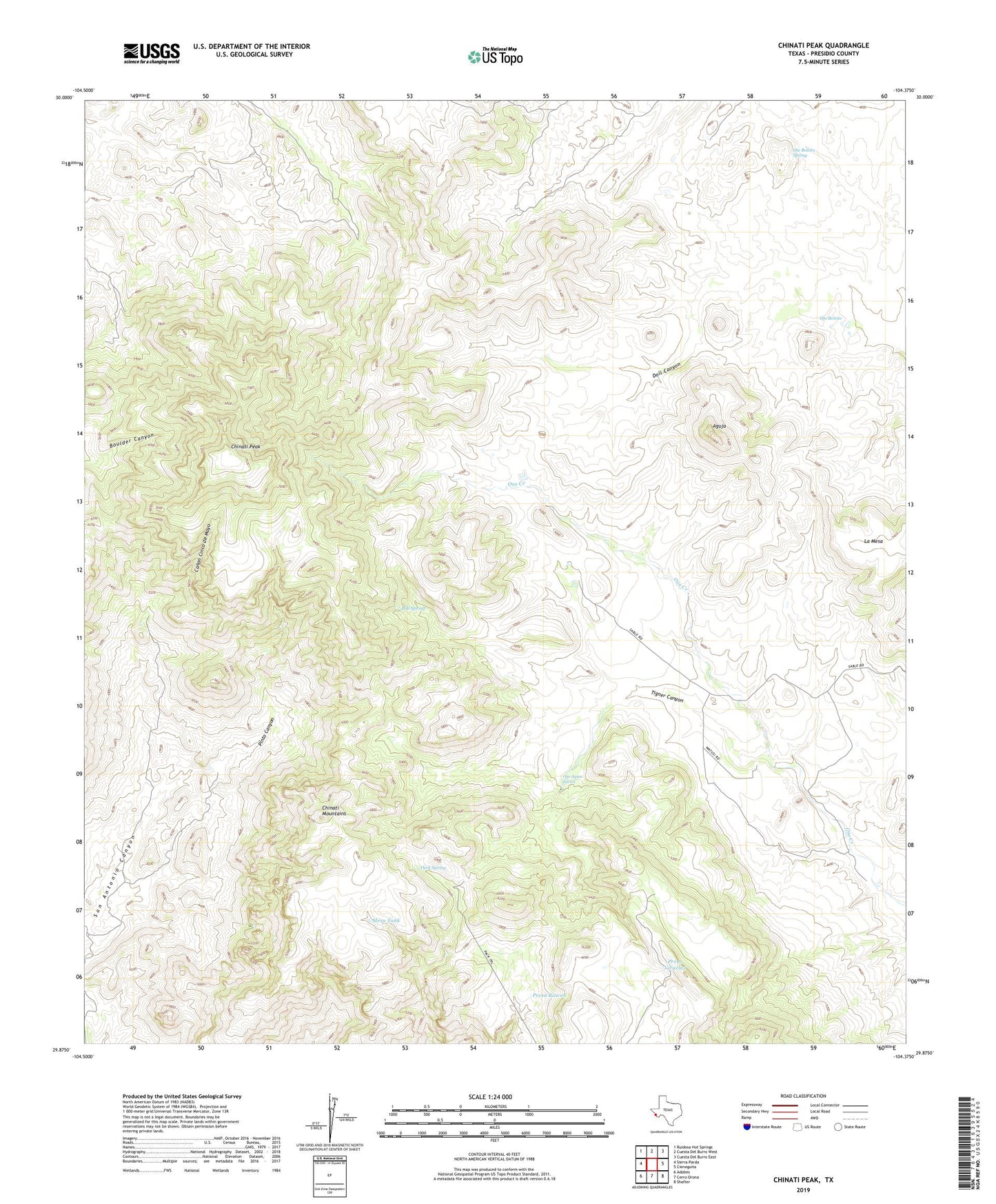 Chinati Peak Texas US Topo Map Image