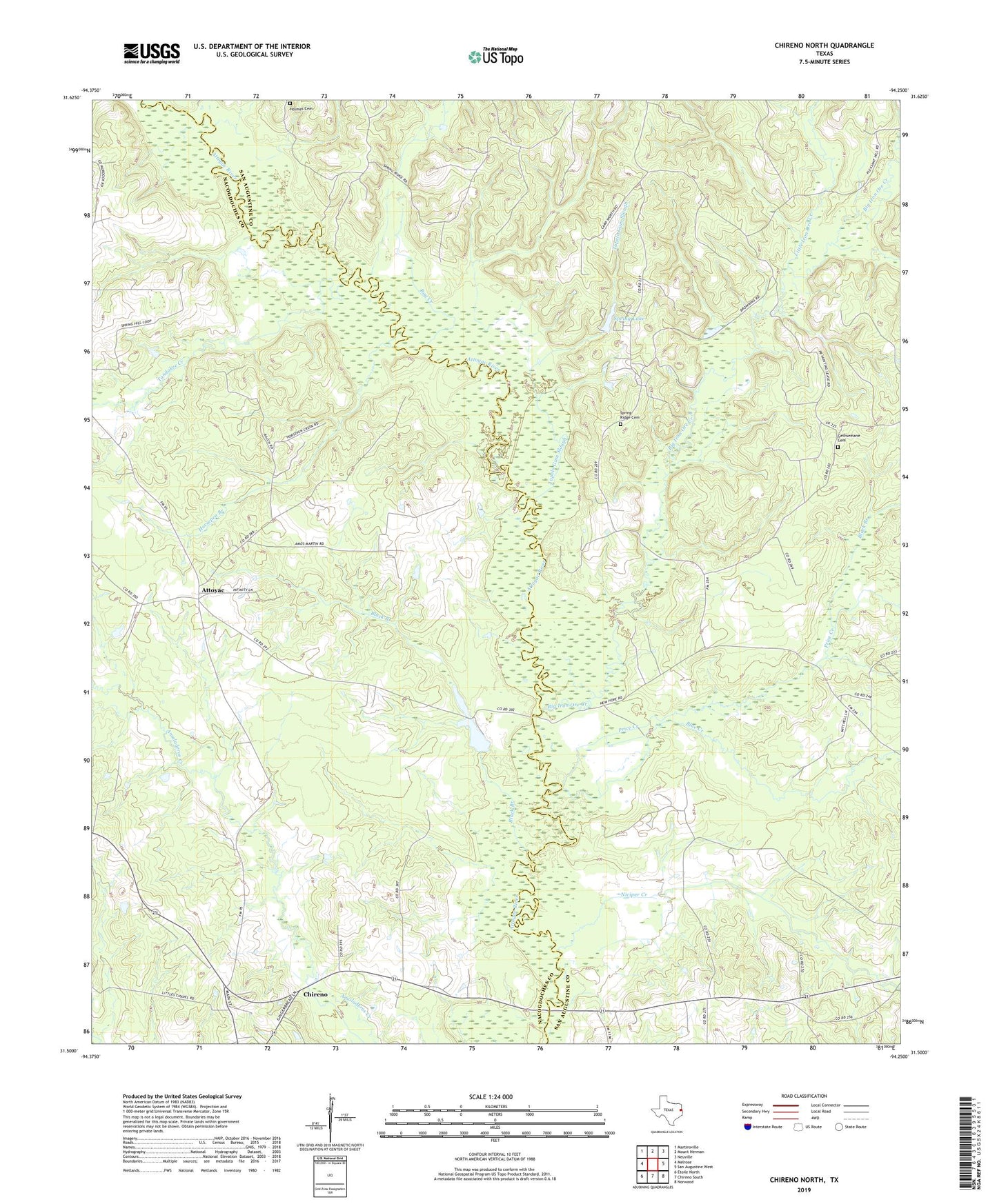 Chireno North Texas US Topo Map Image