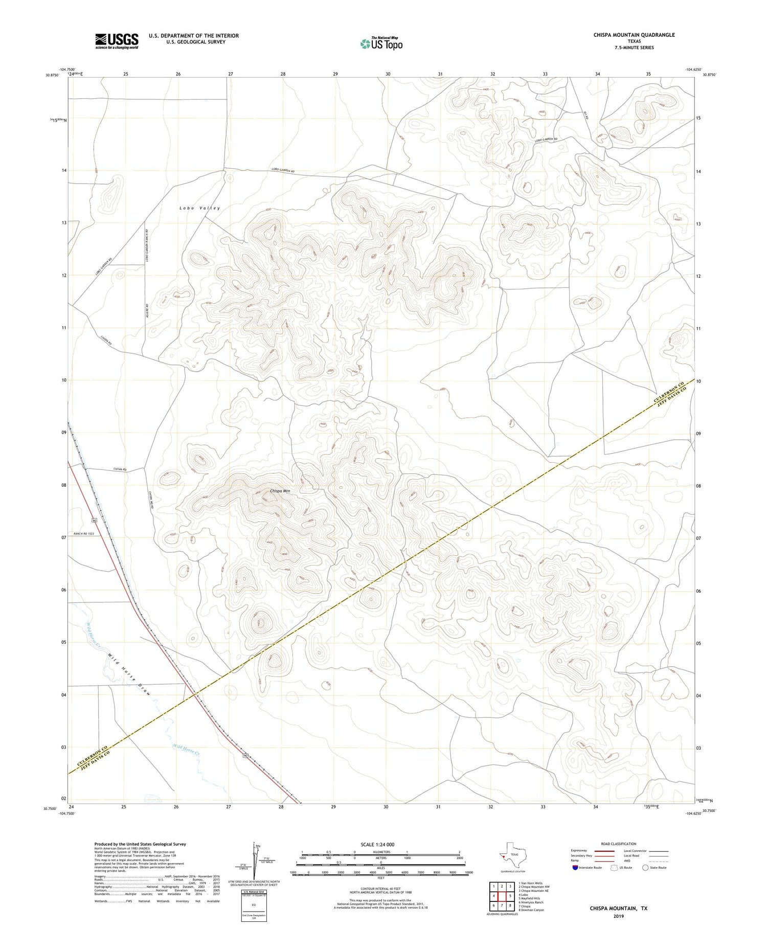 Chispa Mountain Texas US Topo Map Image
