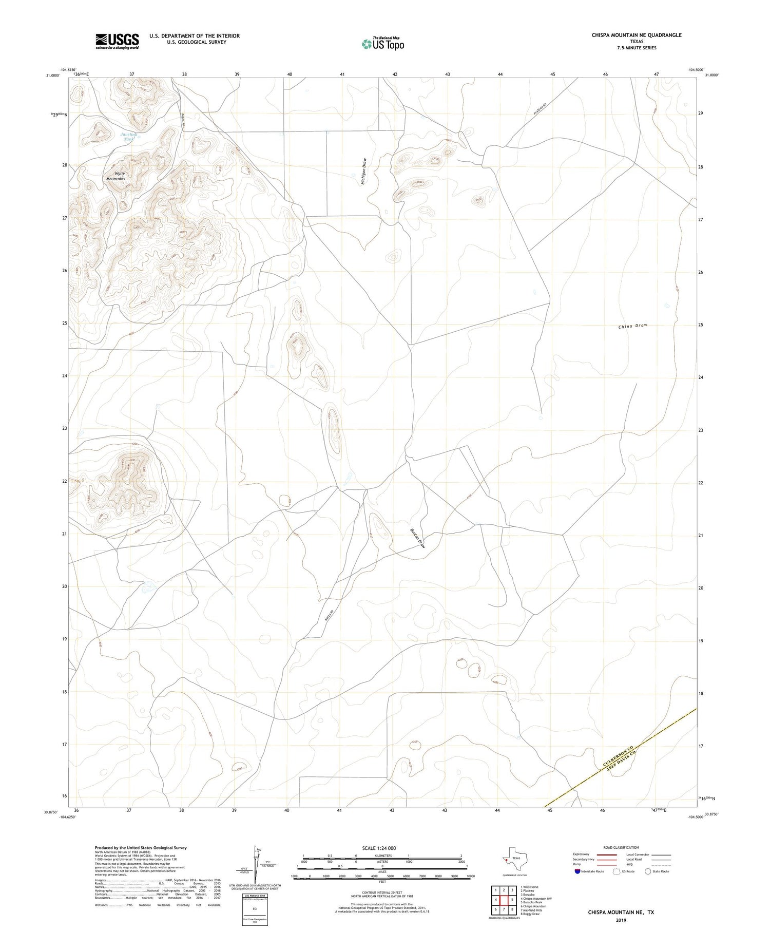 Chispa Mountain NE Texas US Topo Map Image