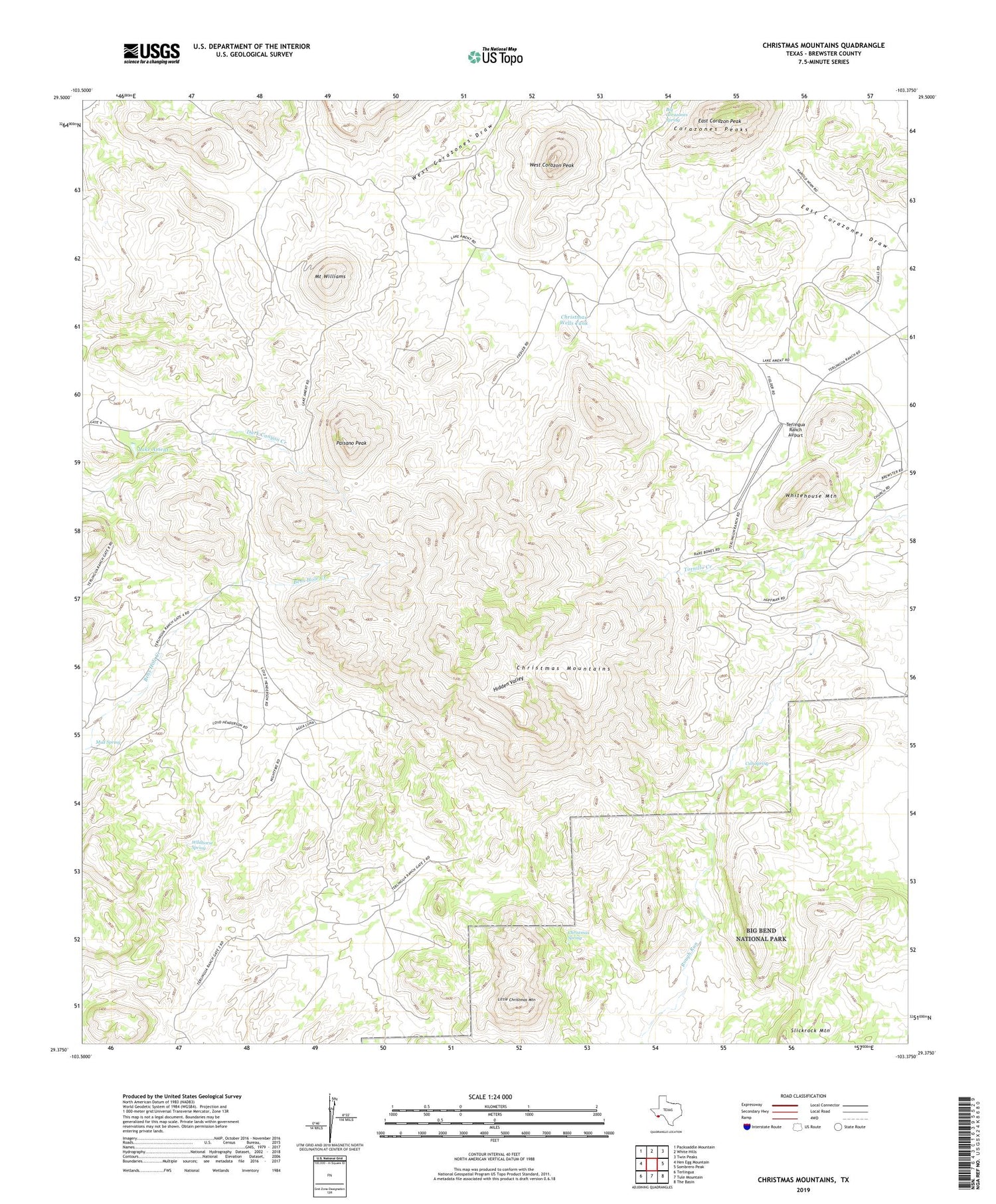 Christmas Mountains Texas US Topo Map Image
