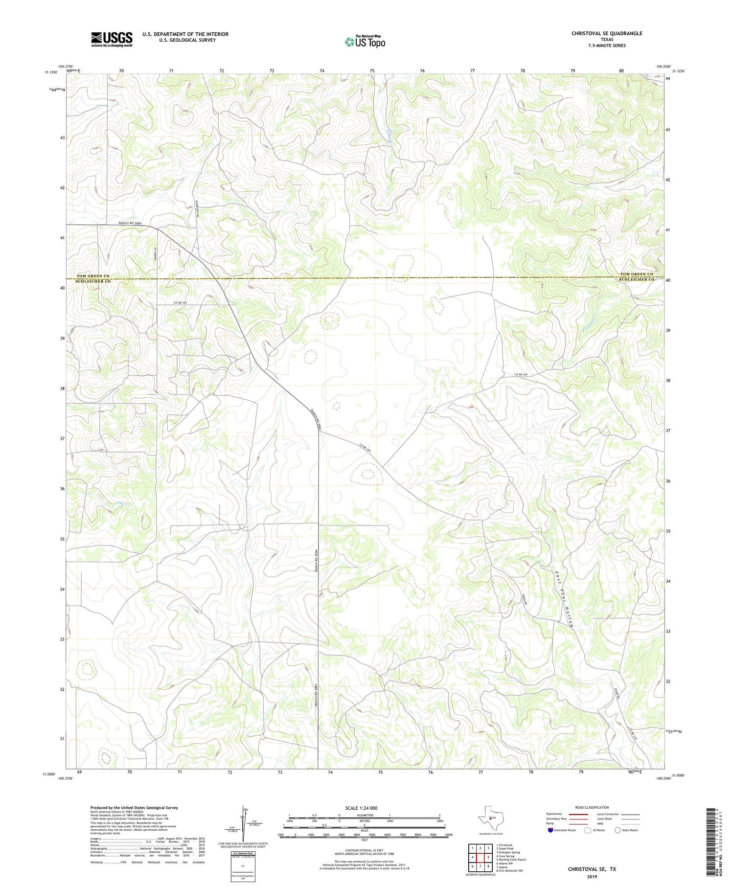 Christoval SE Texas US Topo Map Image