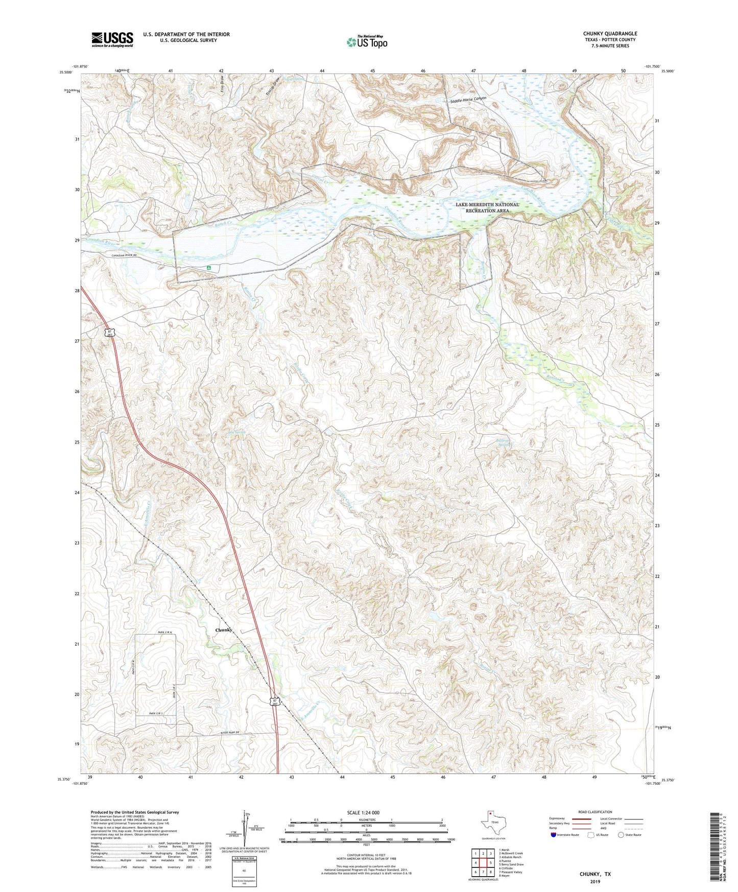Chunky Texas US Topo Map Image